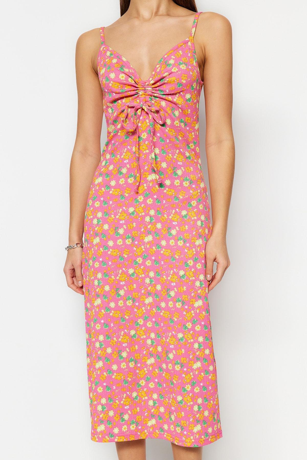 Trendyol - Pink Floral Midi Dress