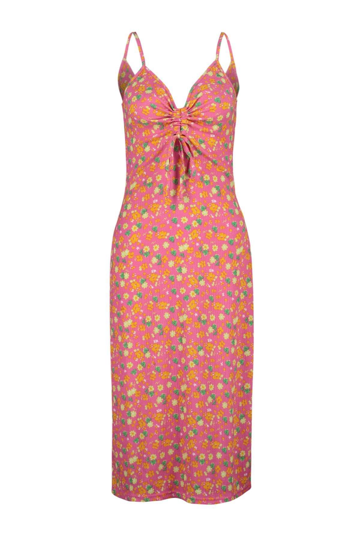 Pink Floral Midi Dress, , large image number 5