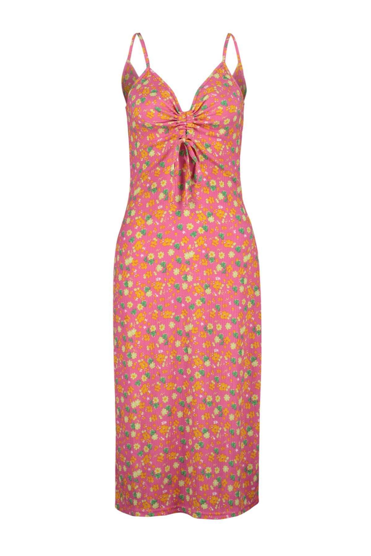 Trendyol - Pink Floral Midi Dress