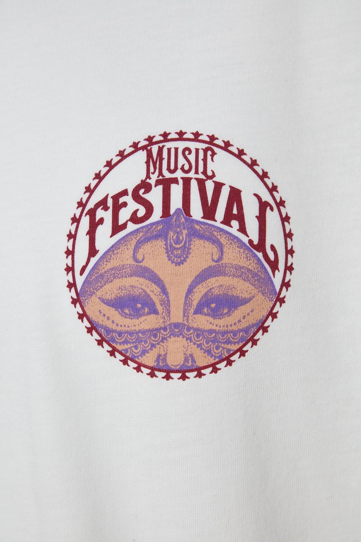 Cream Printed Oversize T-Shirt, , large image number 7