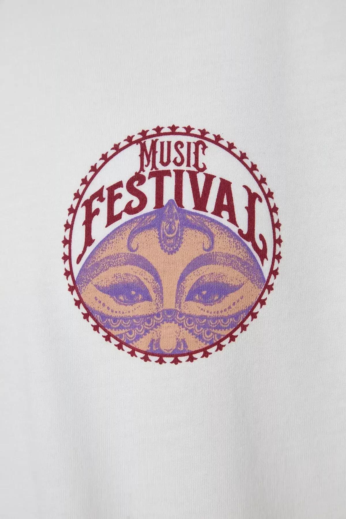 Cream Printed Oversize T-Shirt, Ecru, large image number 10