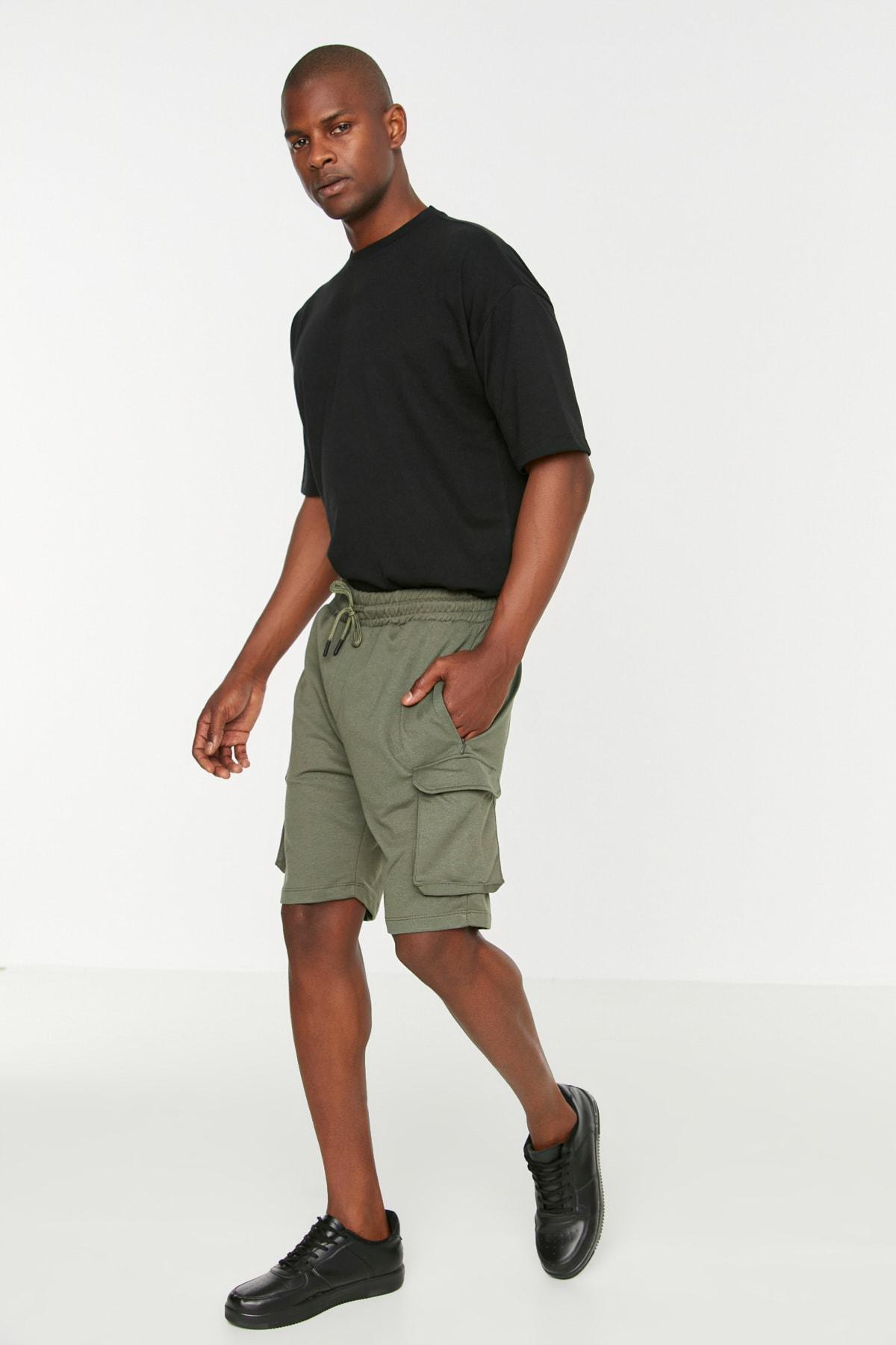 Khaki Cargo Pocket Straight Shorts, , large image number 0
