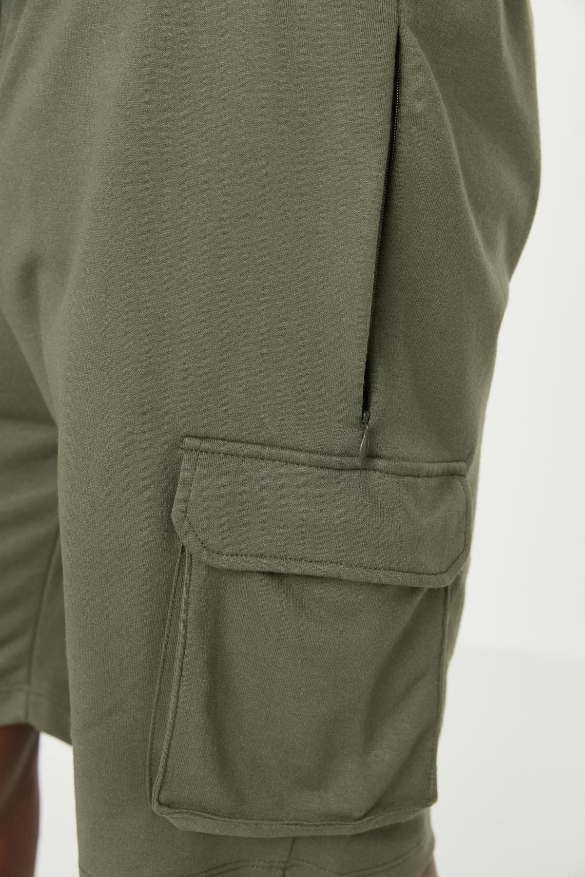 Khaki Cargo Pocket Straight Shorts, , large image number 2