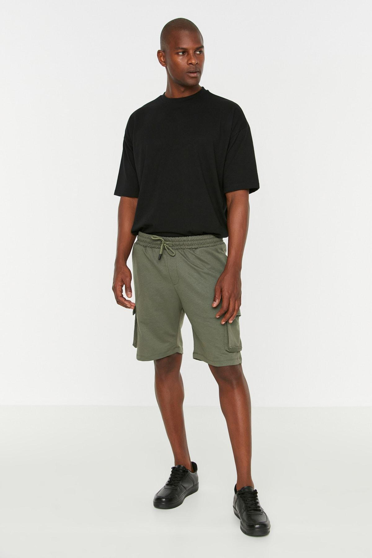 Khaki Cargo Pocket Straight Shorts, , large image number 3