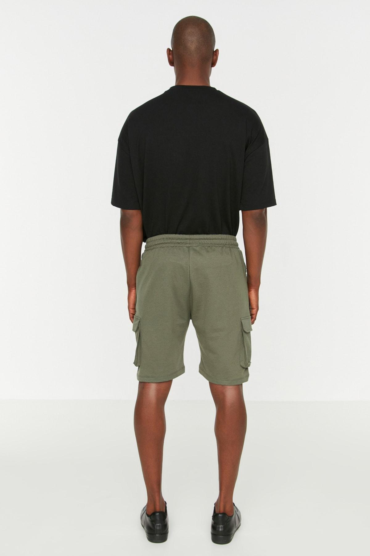 Khaki Cargo Pocket Straight Shorts, , large image number 4