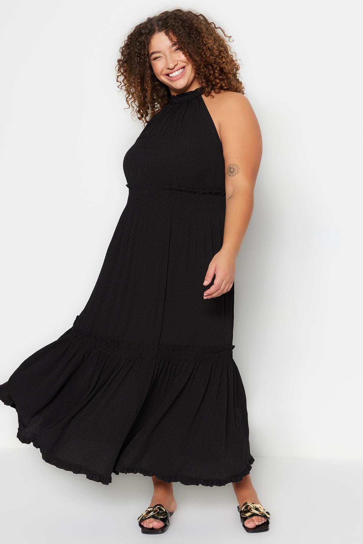 Black A-Line Plus Size Dress, , large image number 0