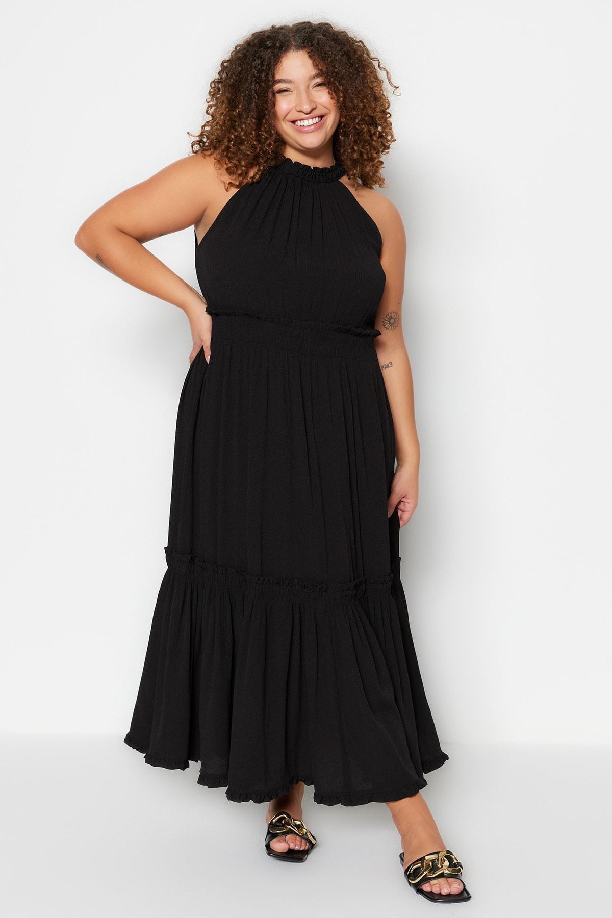 Black A-Line Plus Size Dress, , large image number 1