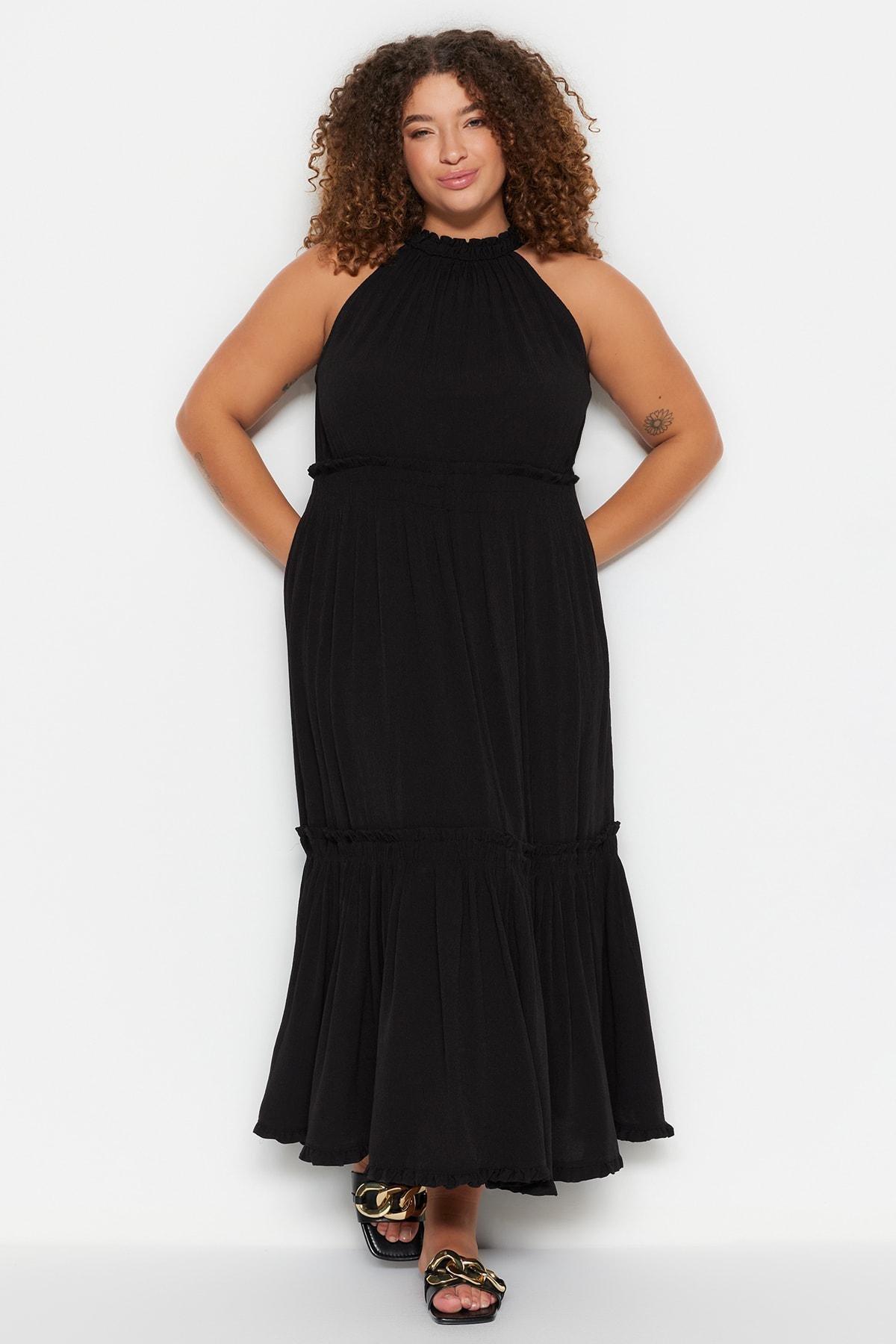 Black A-Line Plus Size Dress, , large image number 3