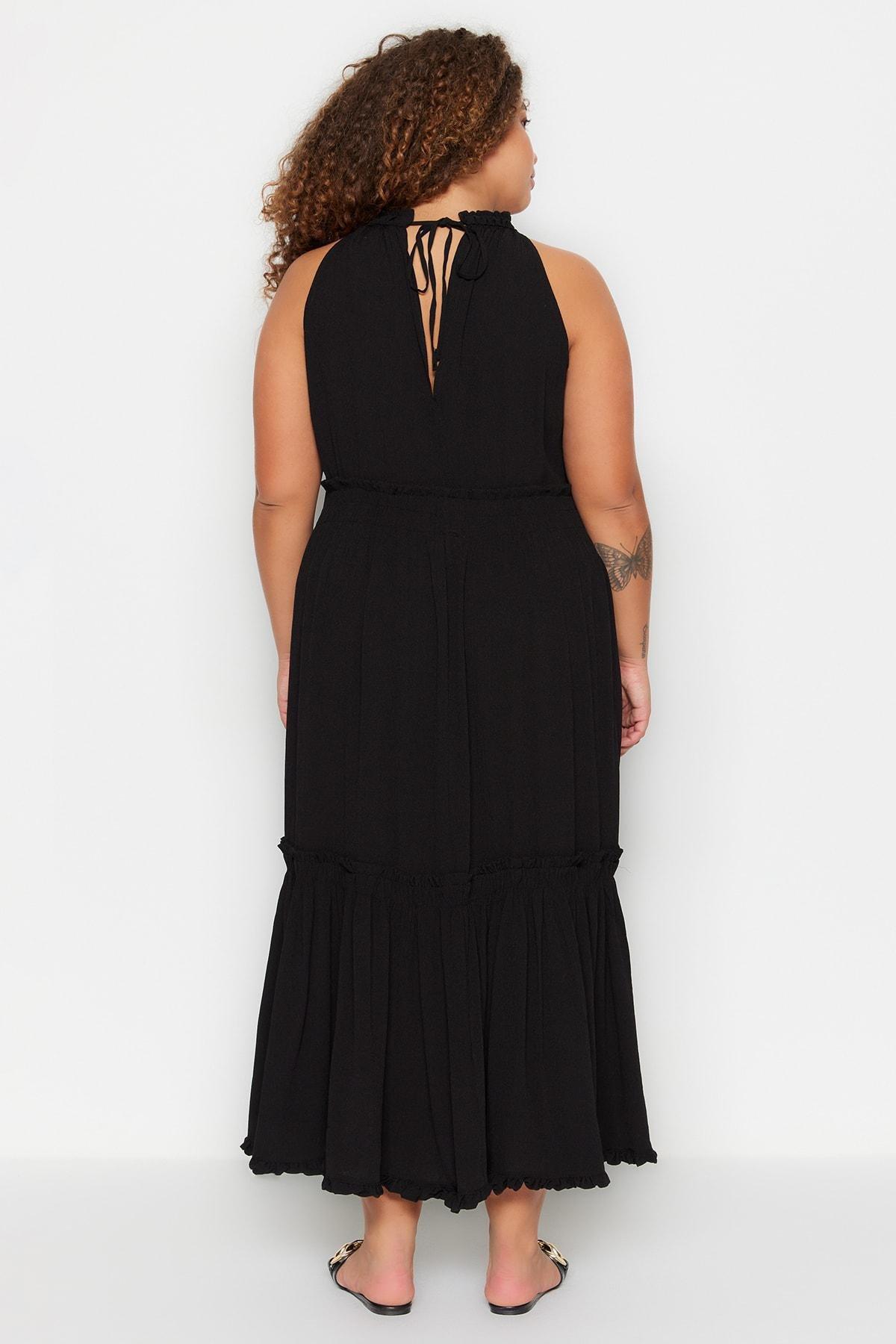 Black A-Line Plus Size Dress, , large image number 4