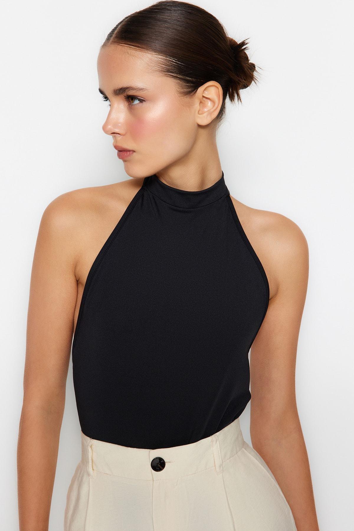 Black Halter Neck Bodysuit, , large image number 1