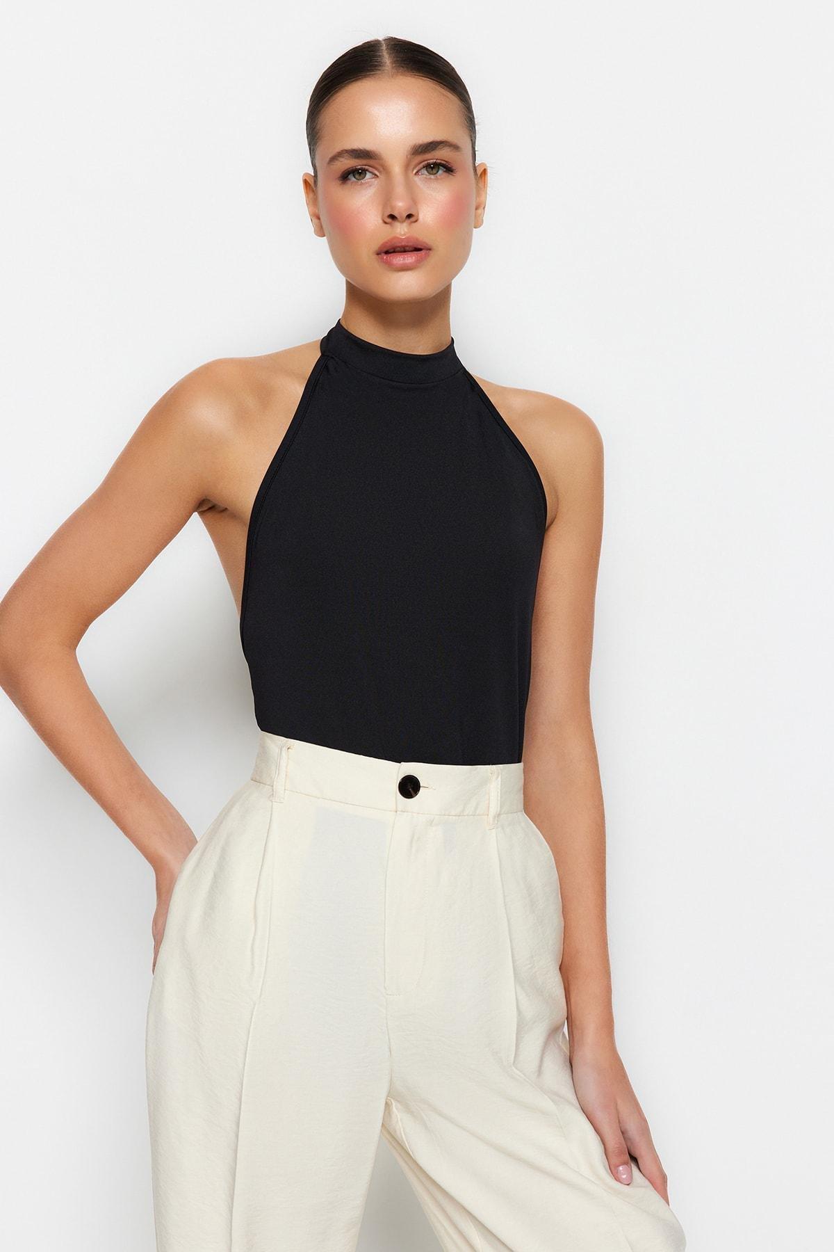 Black Halter Neck Bodysuit, , large image number 2
