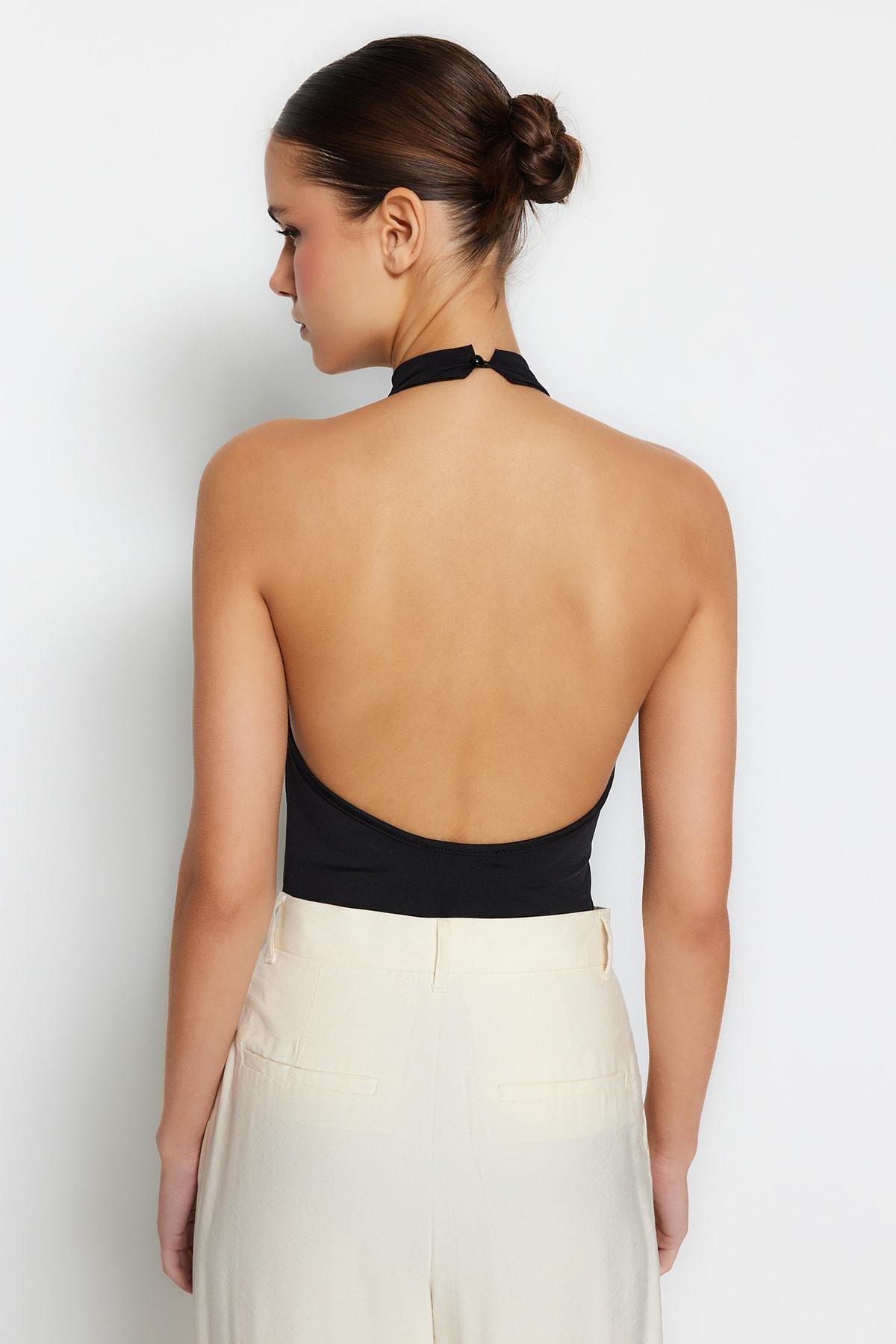 Black Halter Neck Bodysuit, , large image number 5