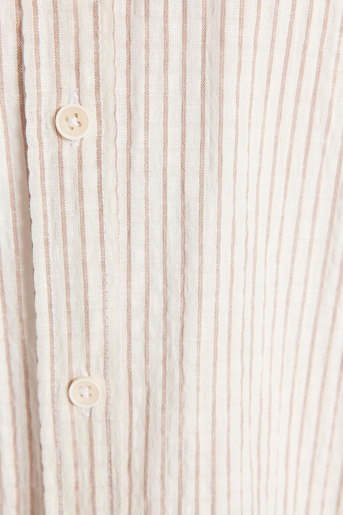 Brown Striped Collared Shirt, , large image number 4