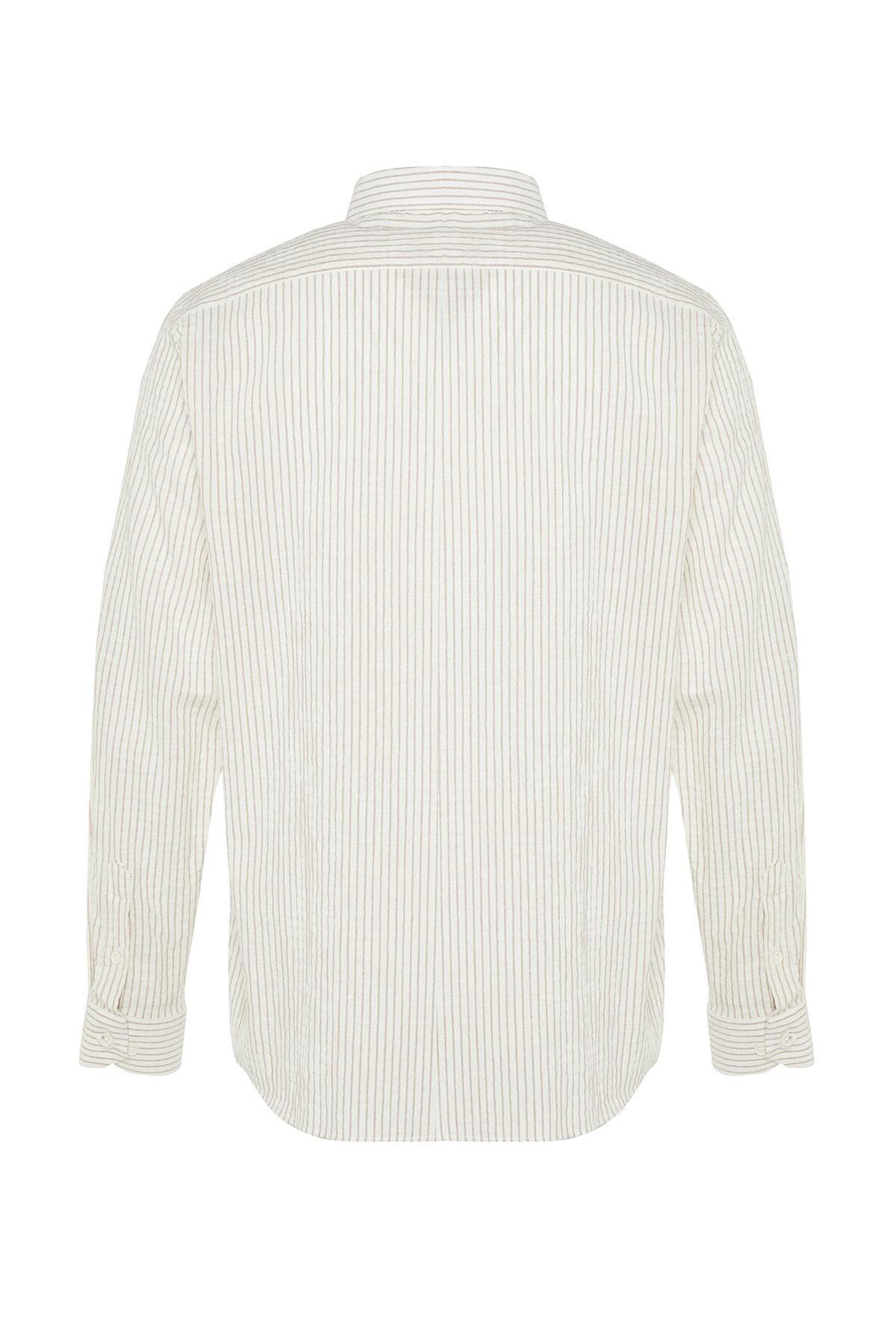 Brown Striped Collared Shirt, , large image number 6