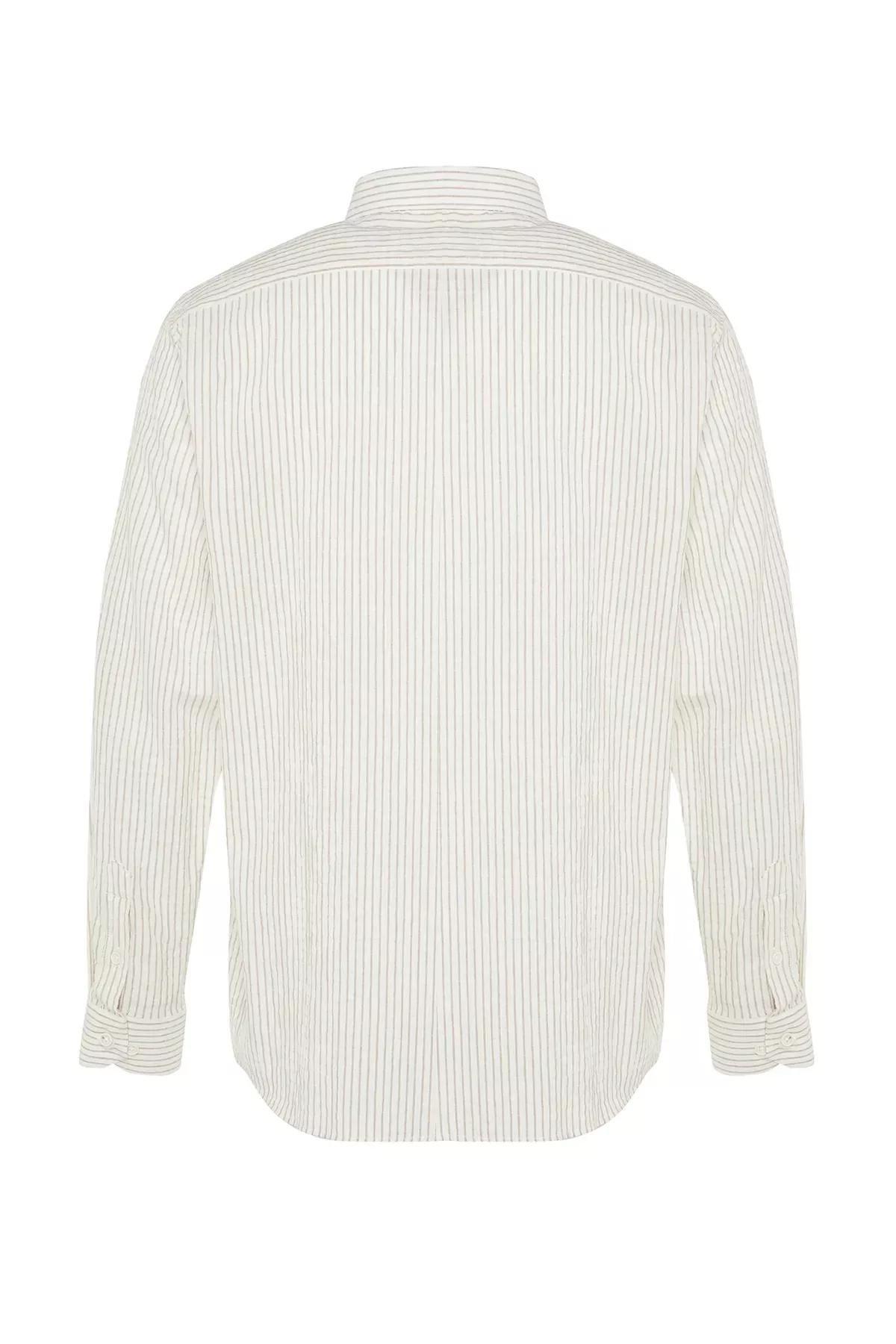 Brown Striped Collared Shirt, Brown, large image number 6