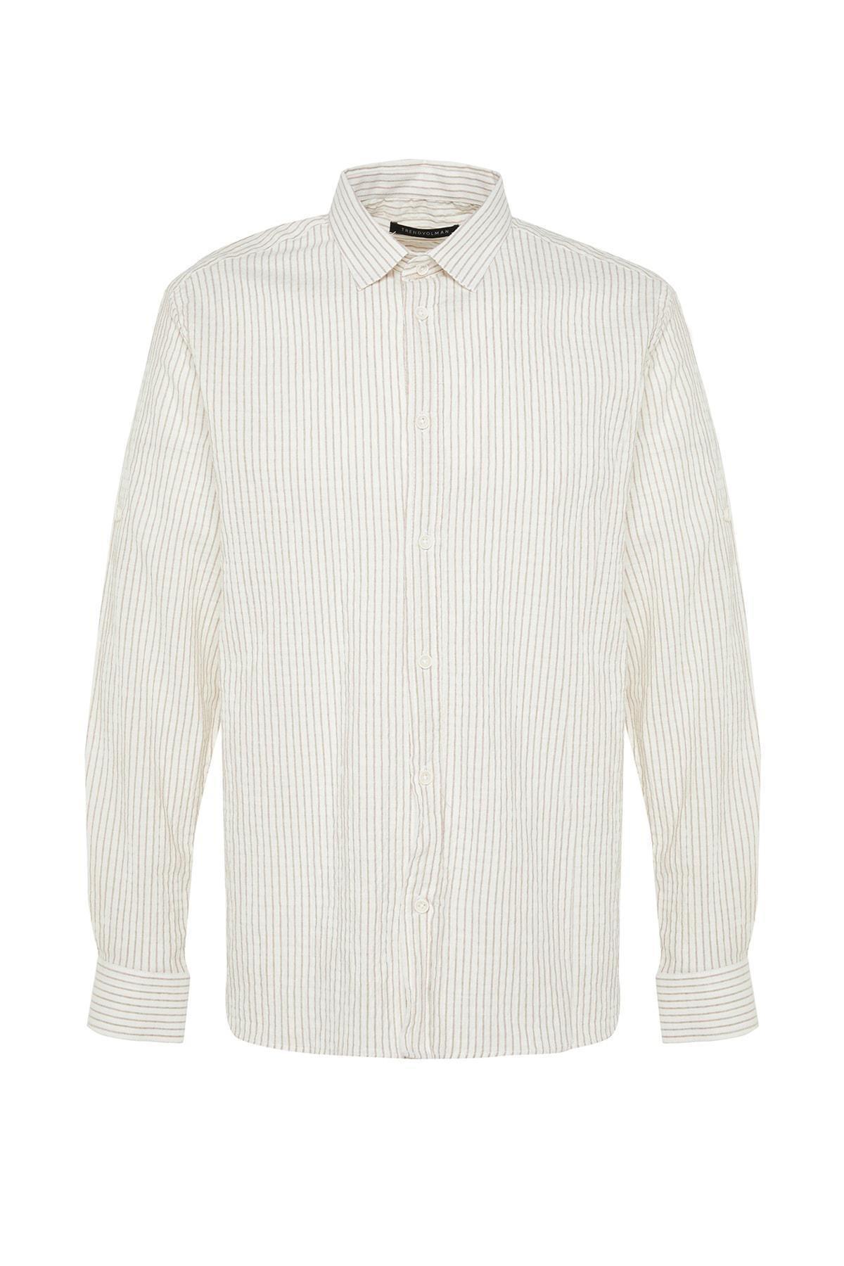 Brown Striped Collared Shirt, , large image number 7