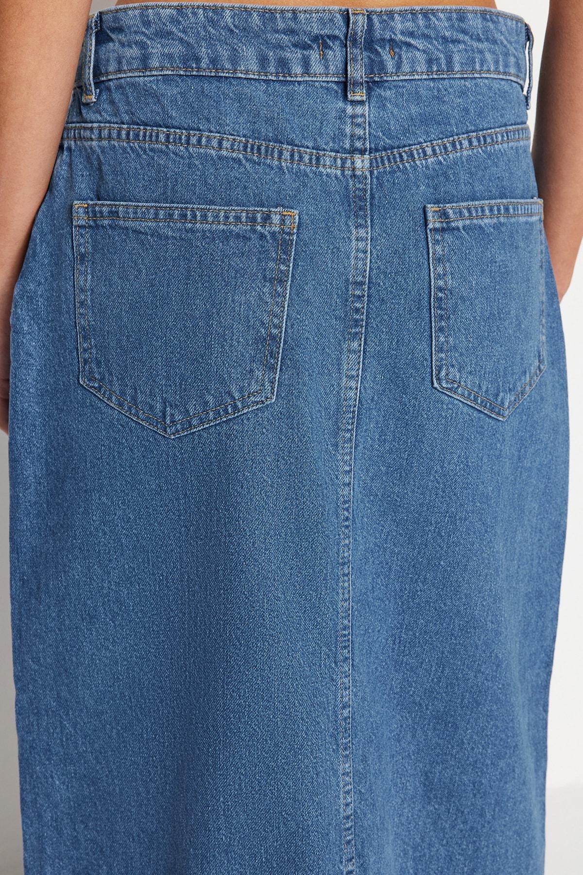 Blue A-Line Maxi Skirt, , large image number 5