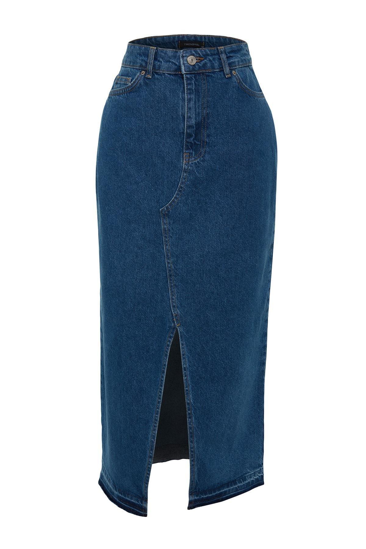 Blue A-Line Maxi Skirt, , large image number 6