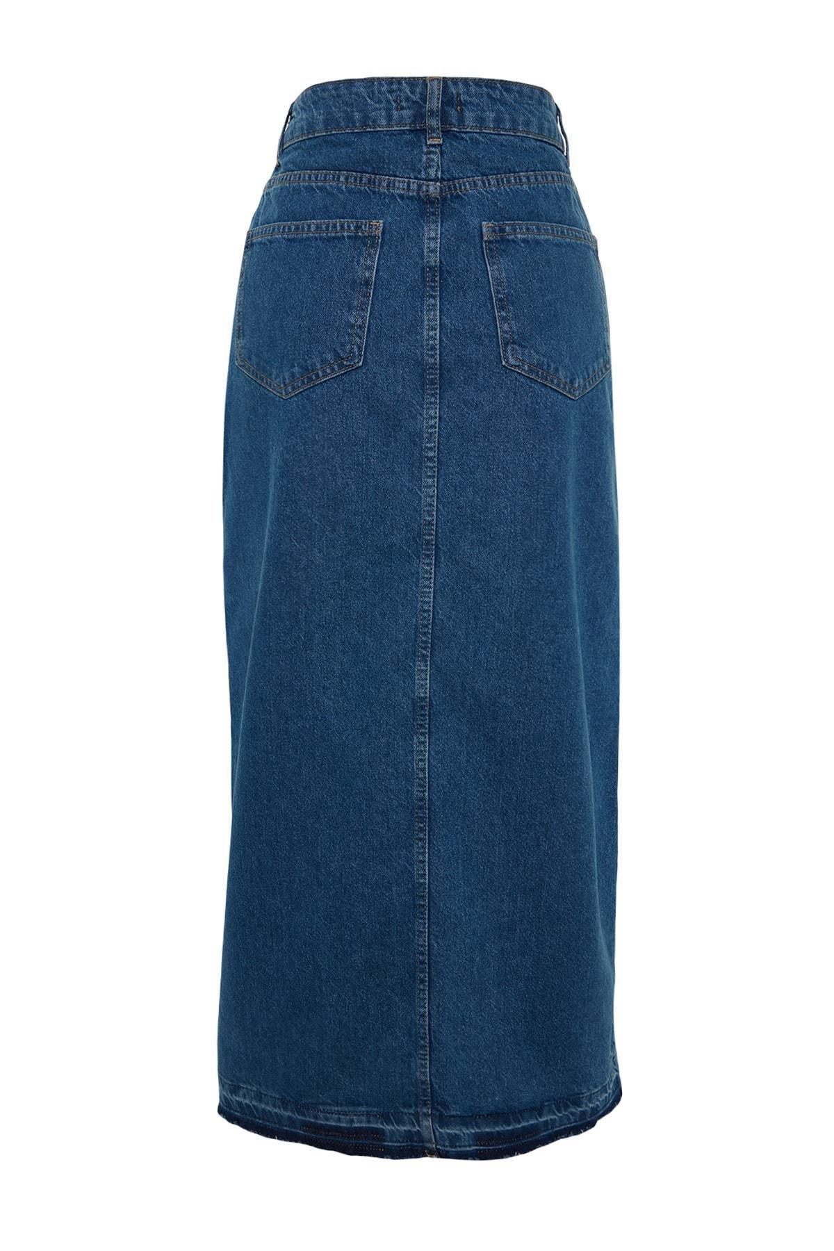 Blue A-Line Maxi Skirt, , large image number 7