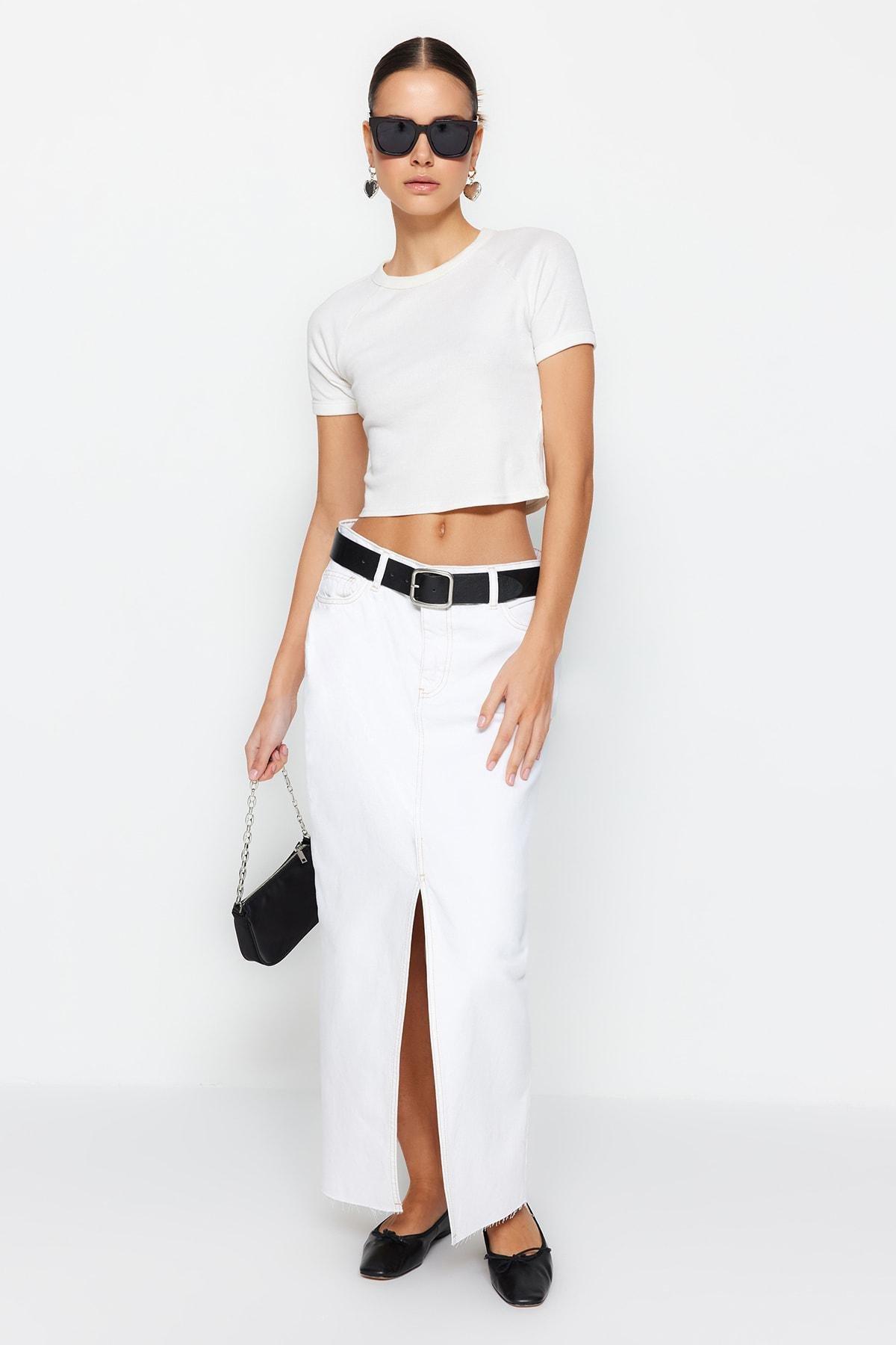 White A-Line Maxi Skirt, , large image number 1