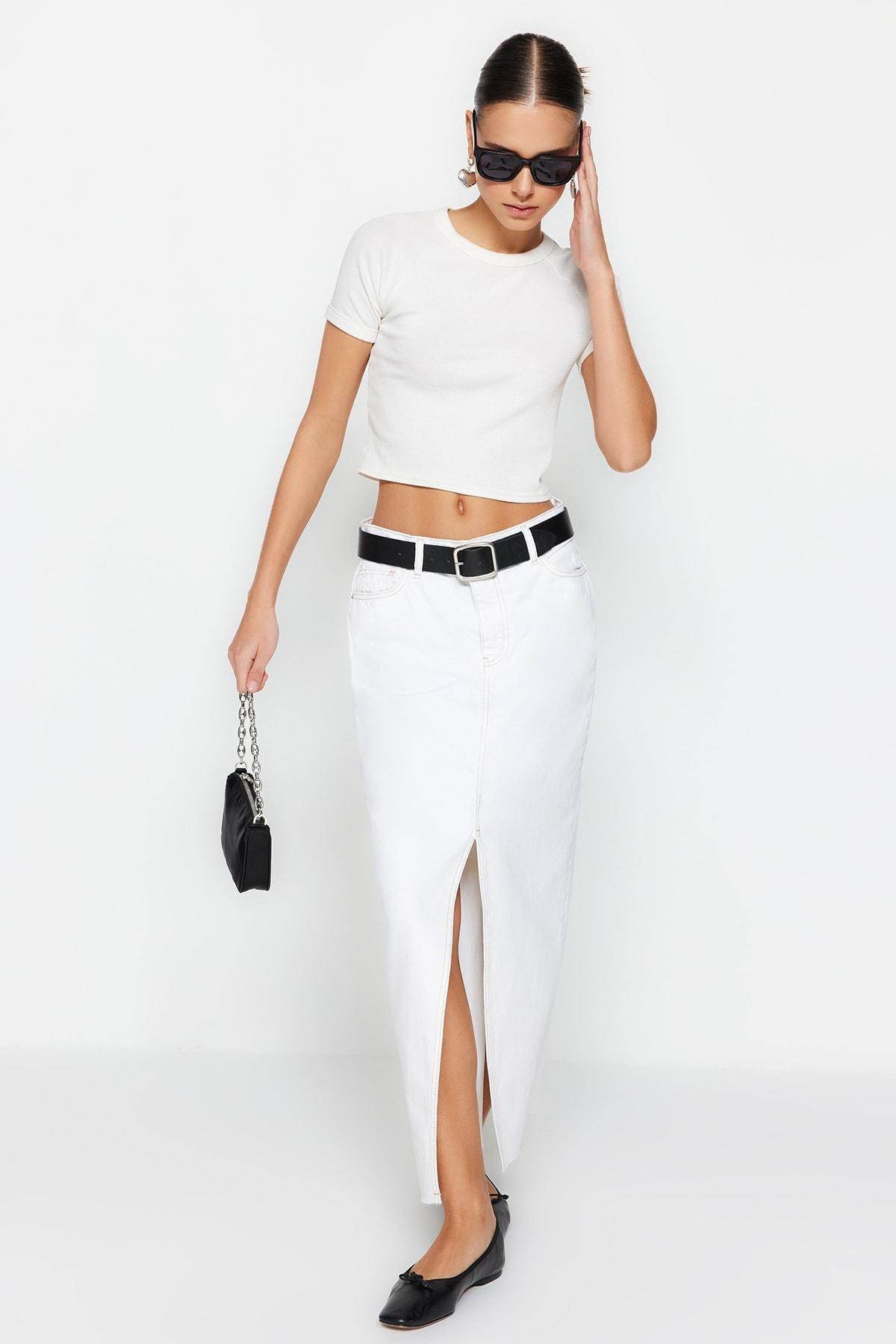 White A-Line Maxi Skirt, , large image number 2