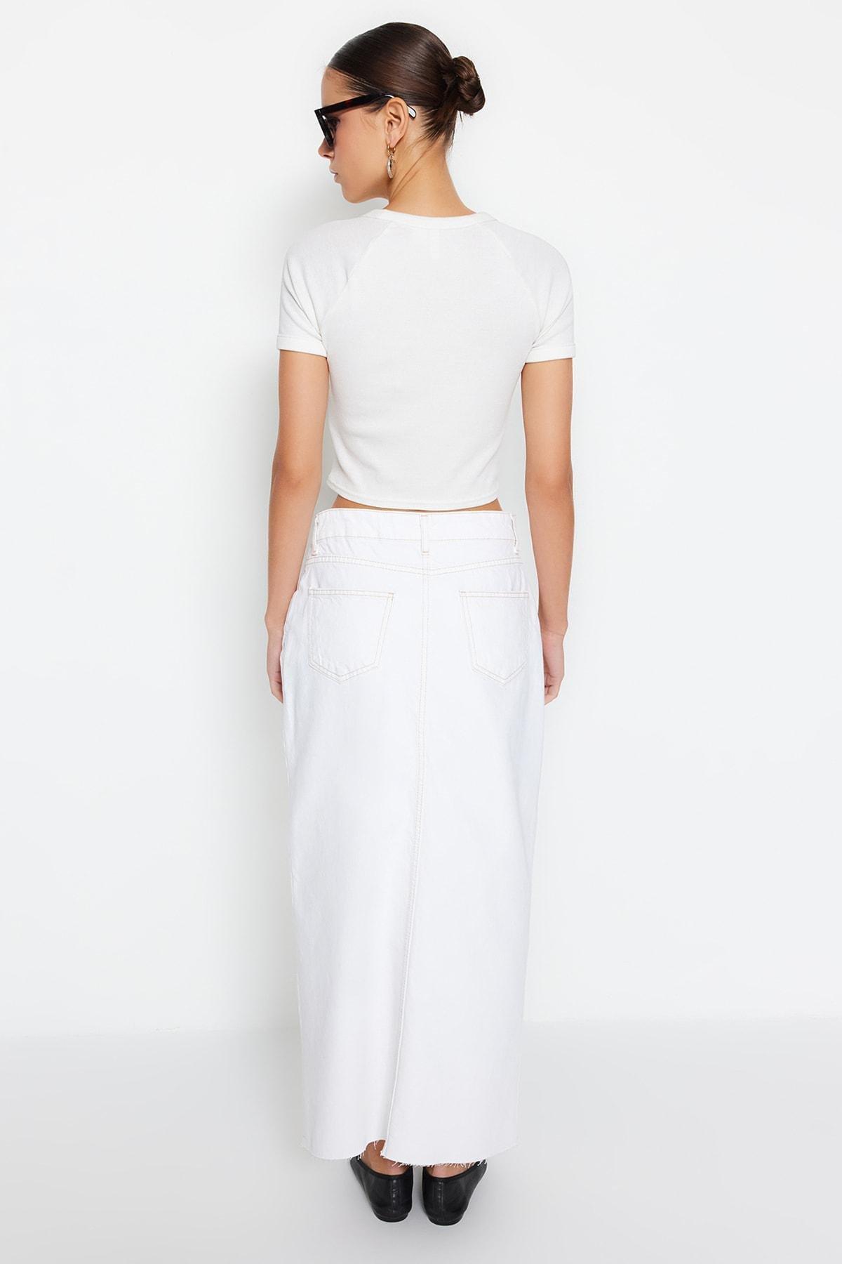 White A-Line Maxi Skirt, , large image number 5
