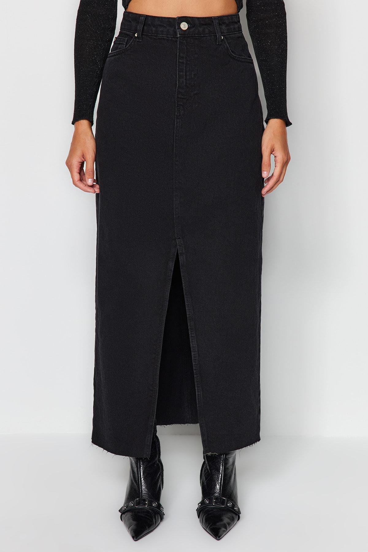 Black A-Line Maxi Skirt, , large image number 3