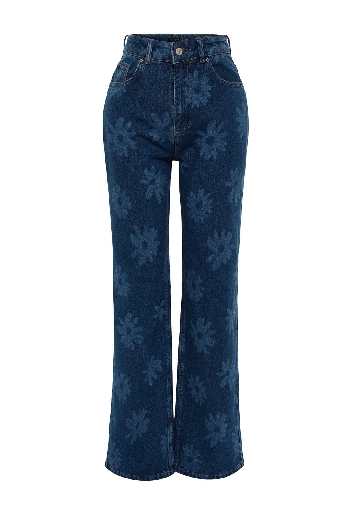 Blue Wide Leg Jeans, , large image number 5