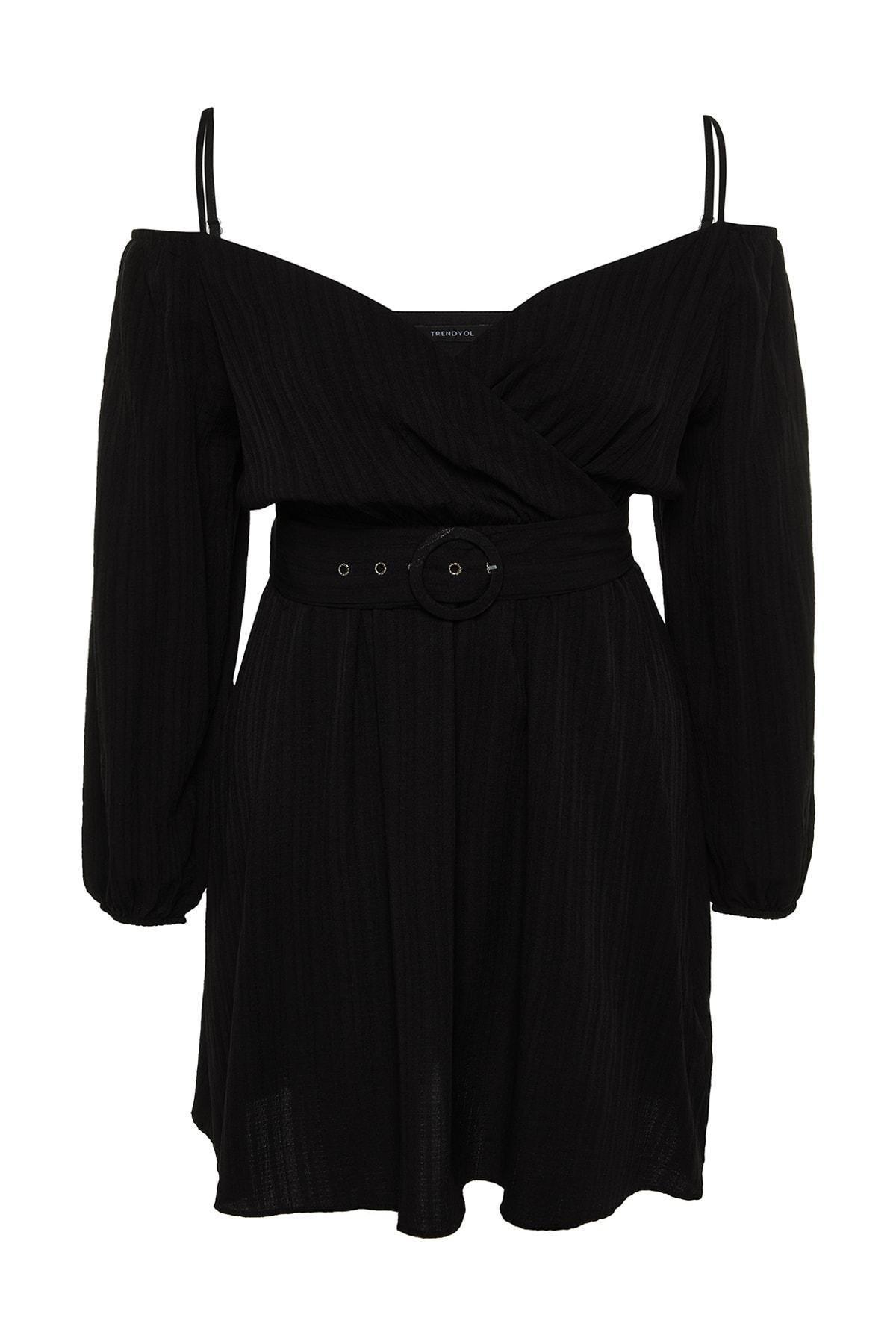Black Cache-Coeur Plus Size Skater Dress, , large image number 5