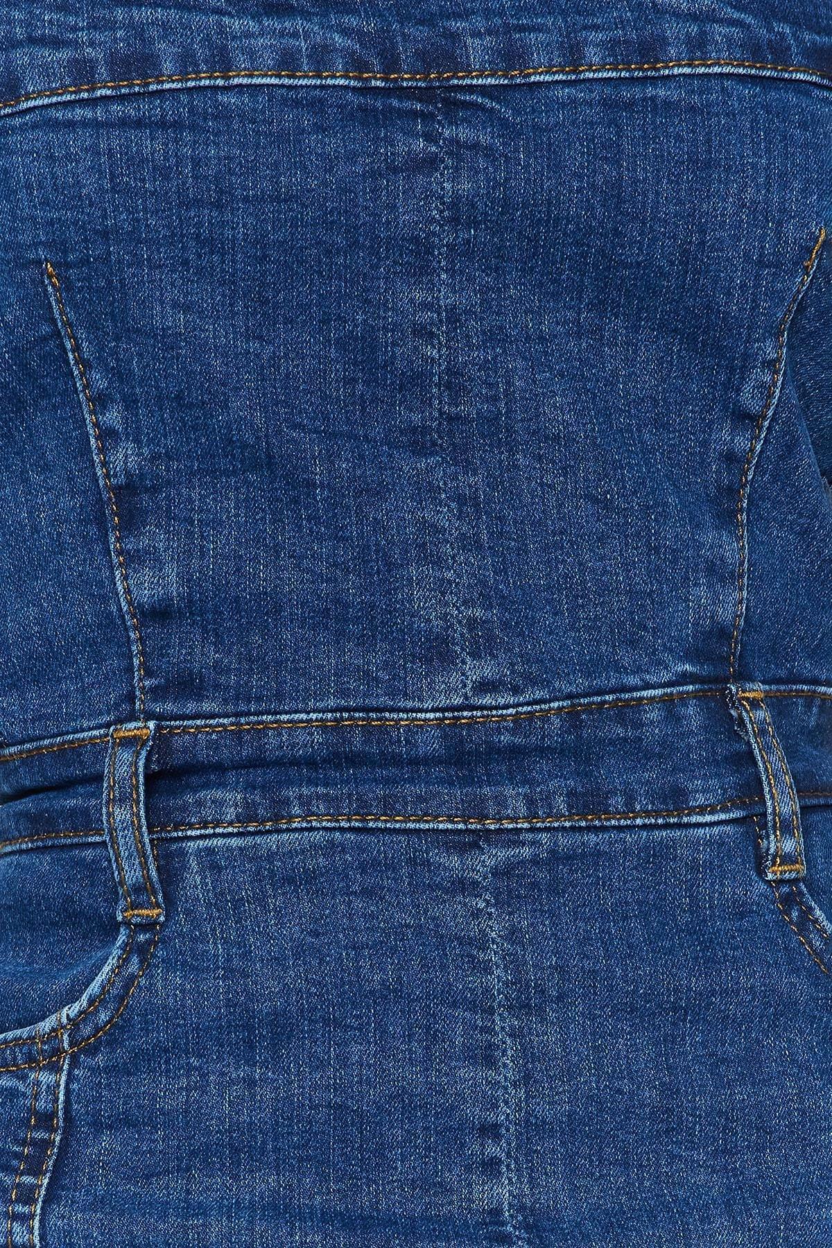 Blue Sleeveless Mini Denim Dress, , large image number 4