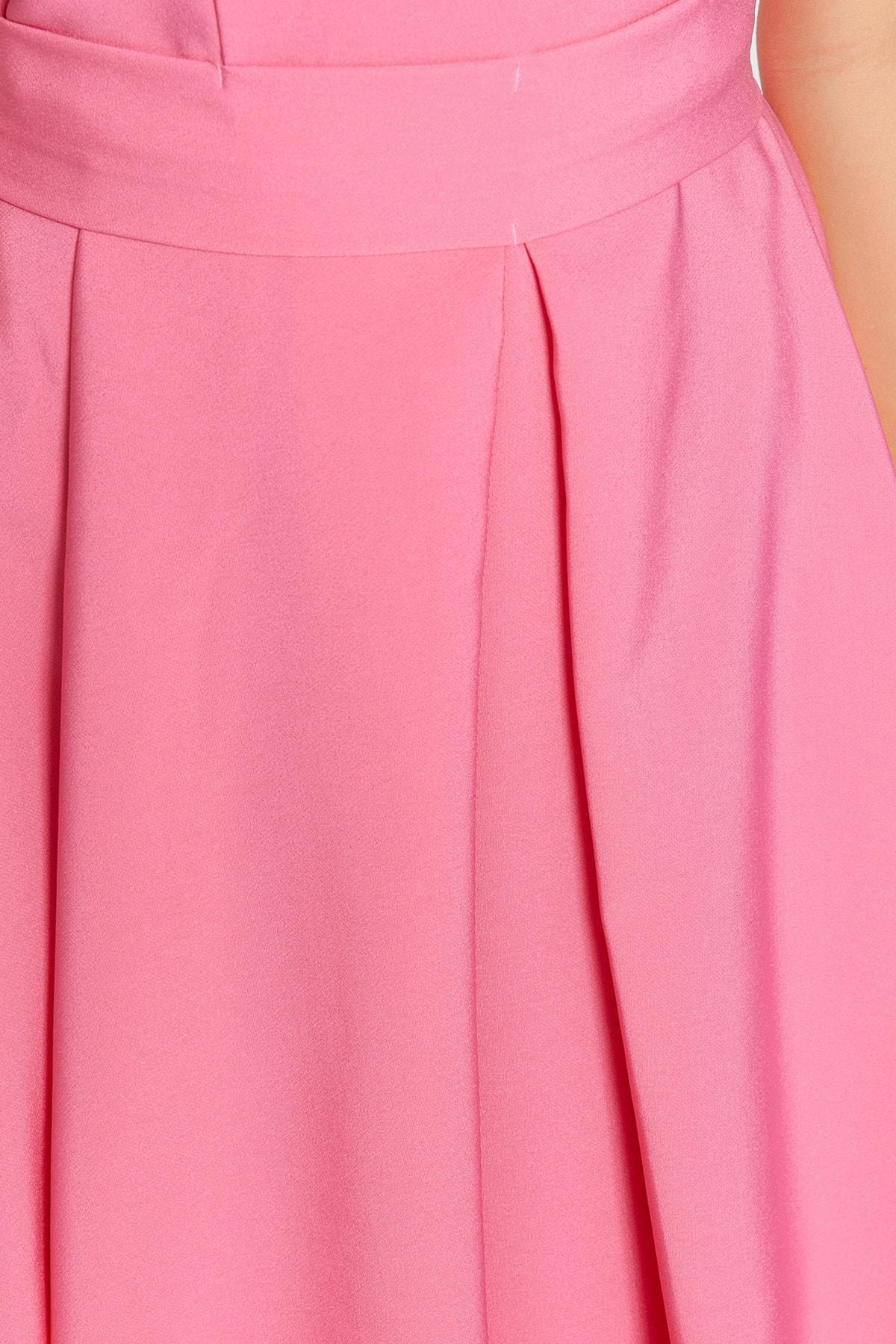 Pink Crew Neck A-Line Dress, , large image number 3