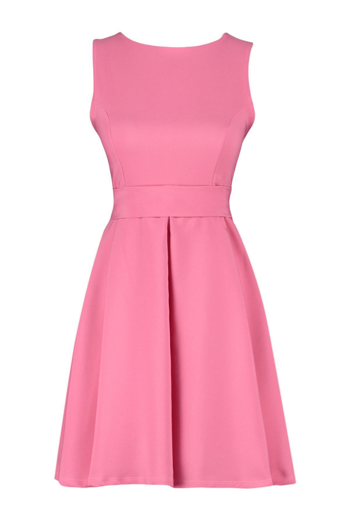 Trendyol - Pink Crew Neck A-Line Dress
