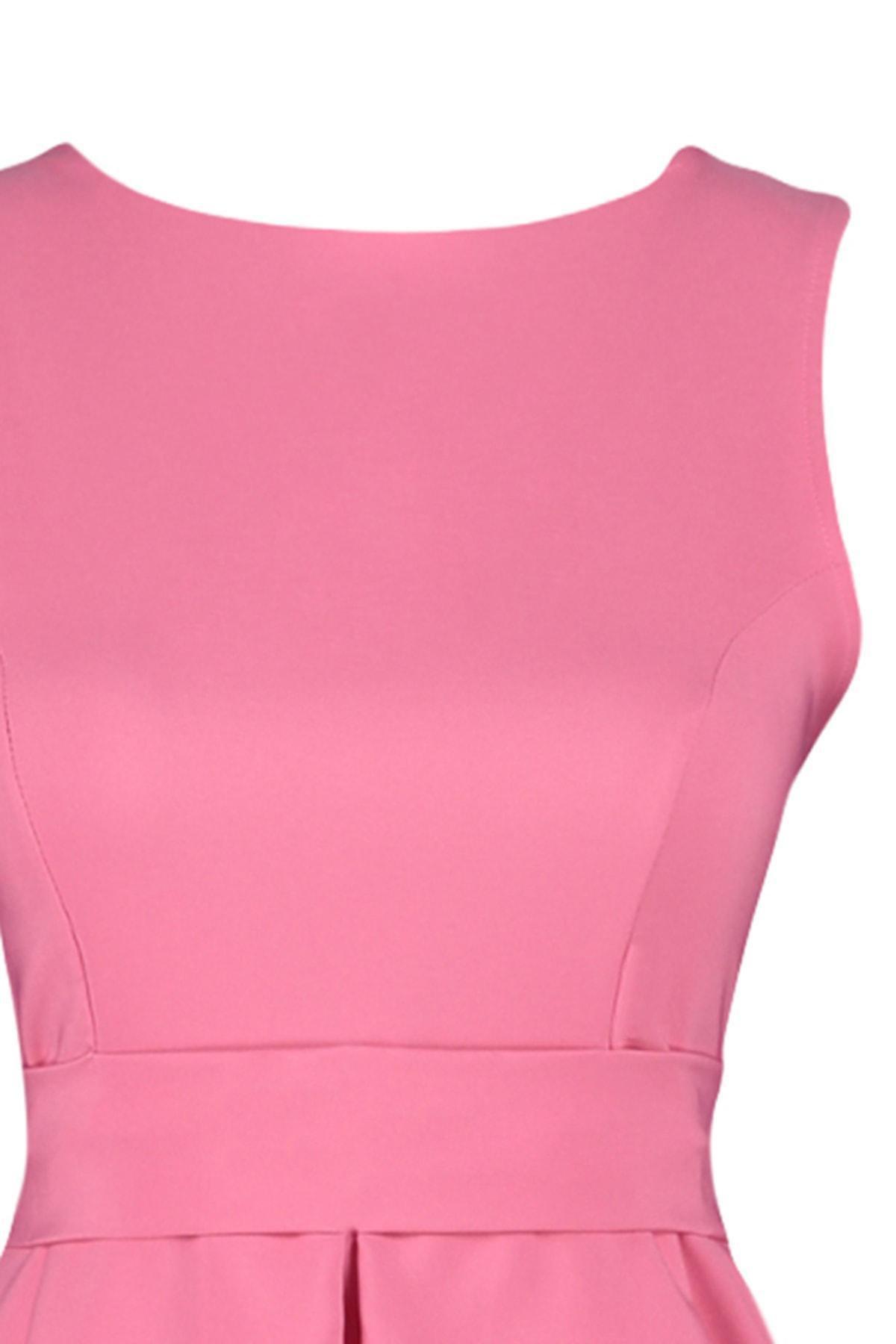 Pink Crew Neck A-Line Dress, , large image number 6