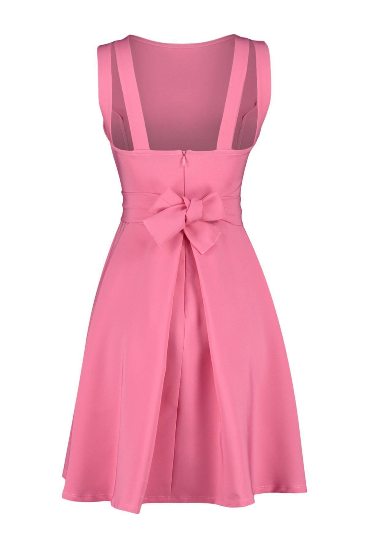 Trendyol - Pink Crew Neck A-Line Dress