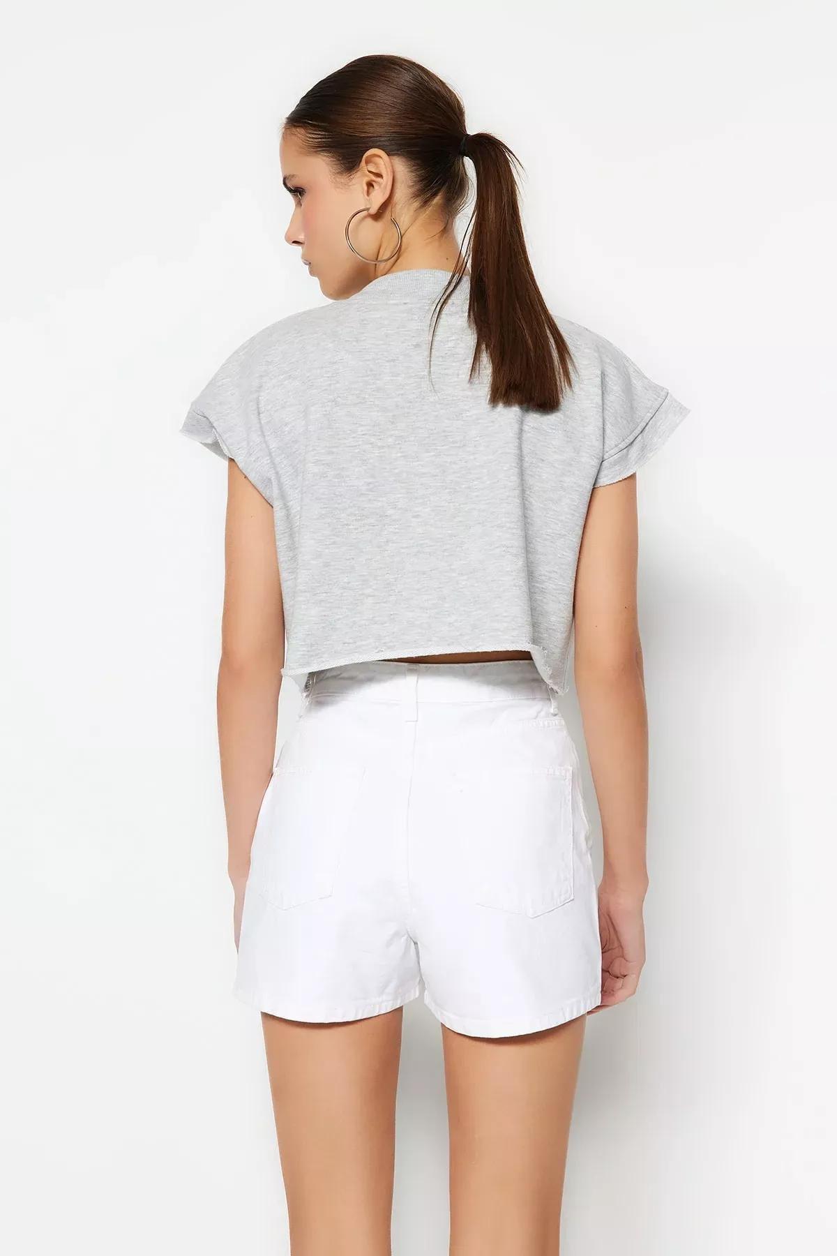 White High Waist Shorts, White, large image number 5