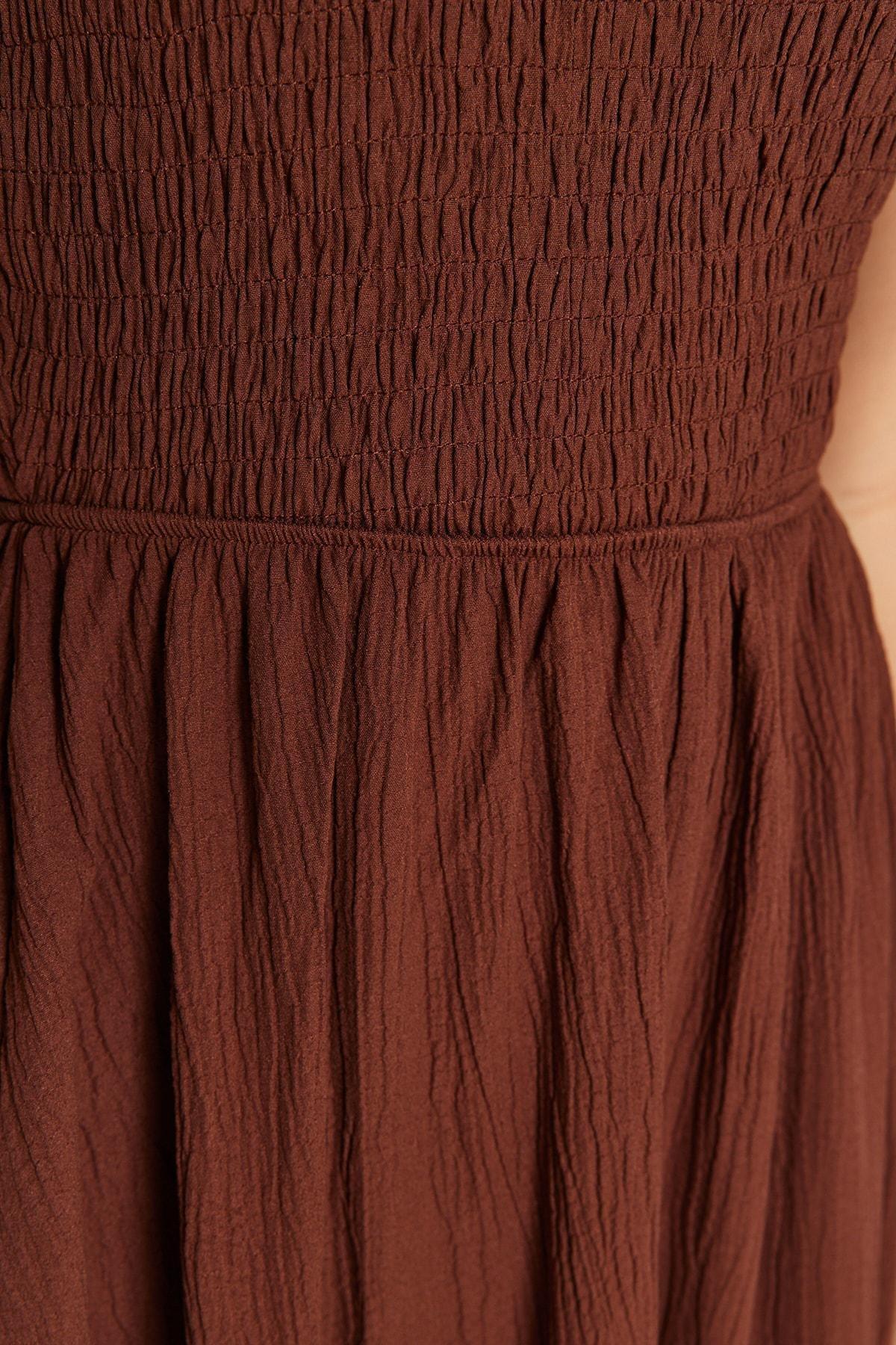 Brown Gimped Woven Dress, , large image number 3