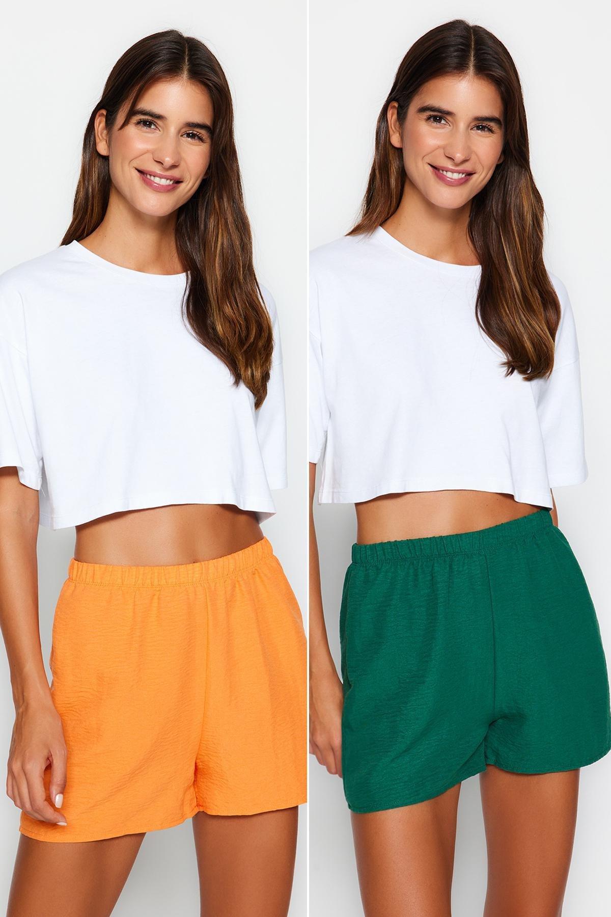 Multicolour Viscose Woven Shorts, Set Of 2, , medium