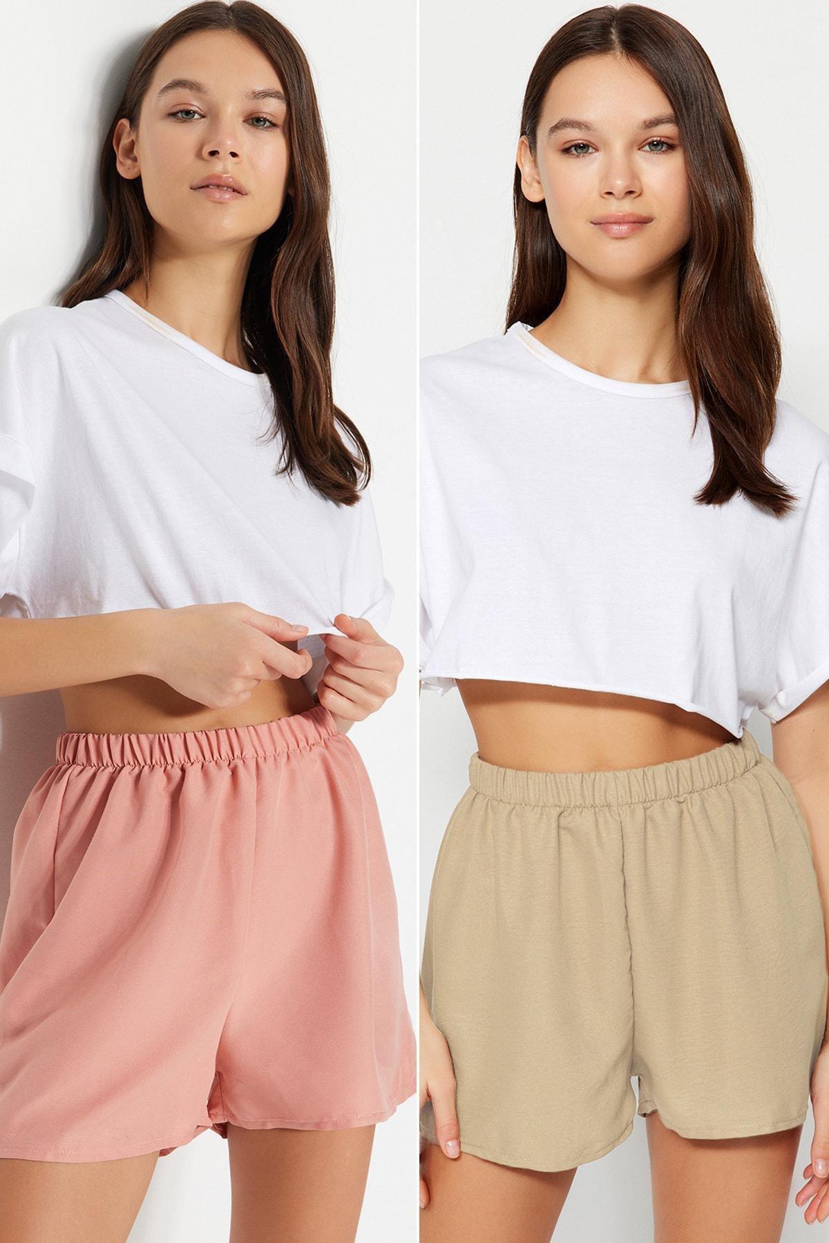 Multicolour Mid Waist Shorts, Set Of 2, , large image number 0
