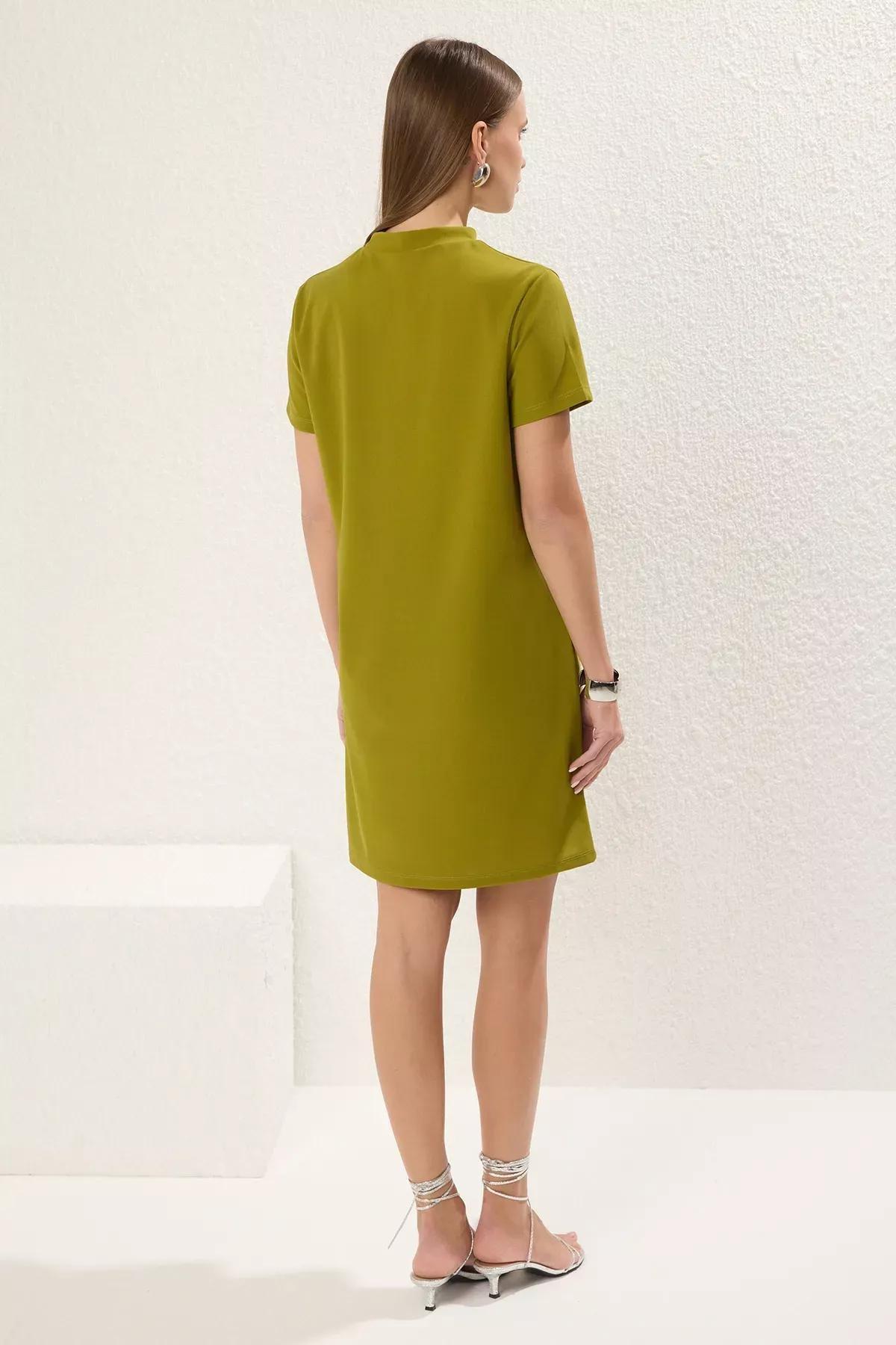 Green Pocket Skater Mini Crepe Dress, , large image number 3
