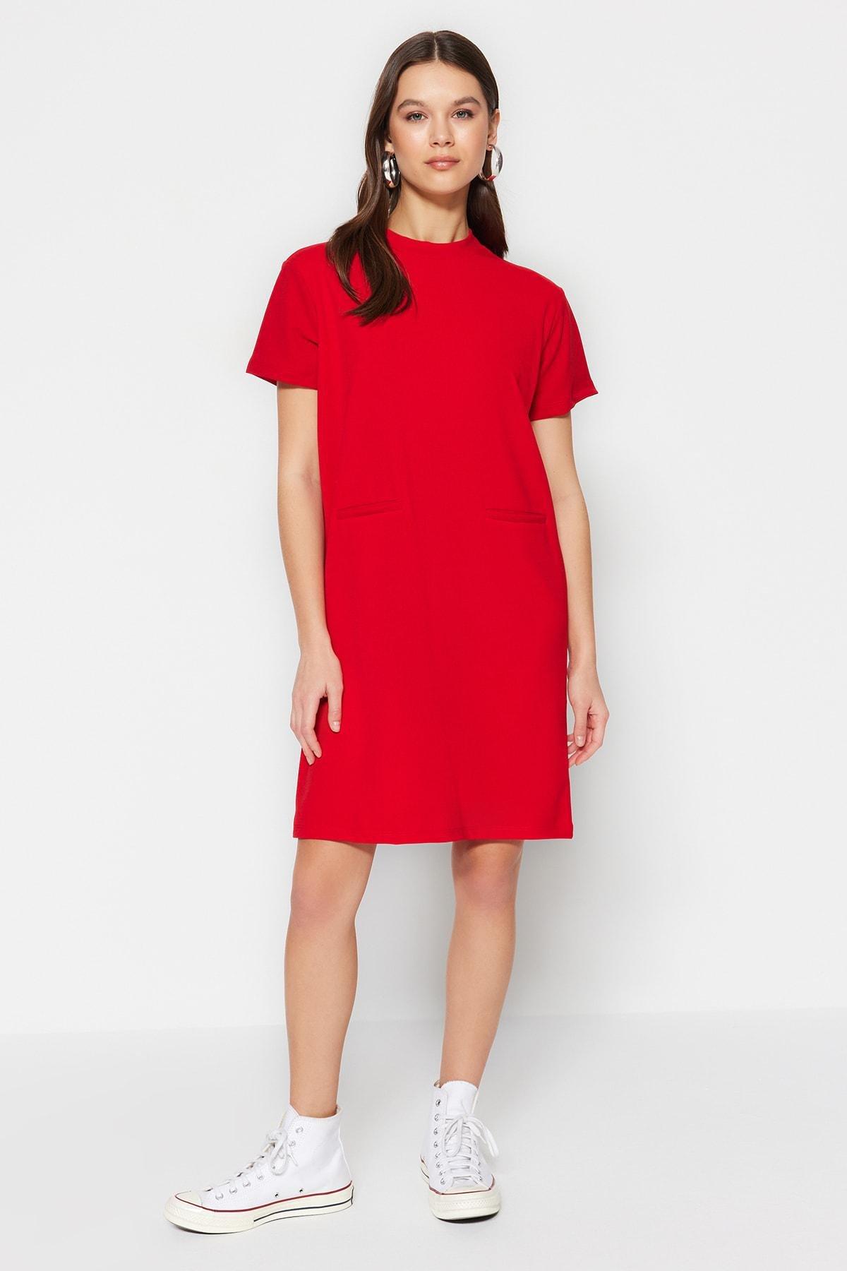 Red Relaxed Shift Dress, , large image number 0