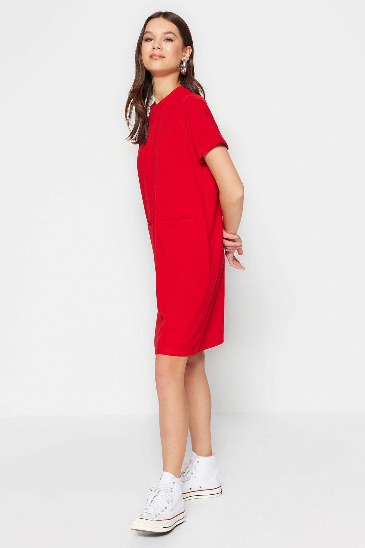 Red Relaxed Shift Dress, , large image number 1