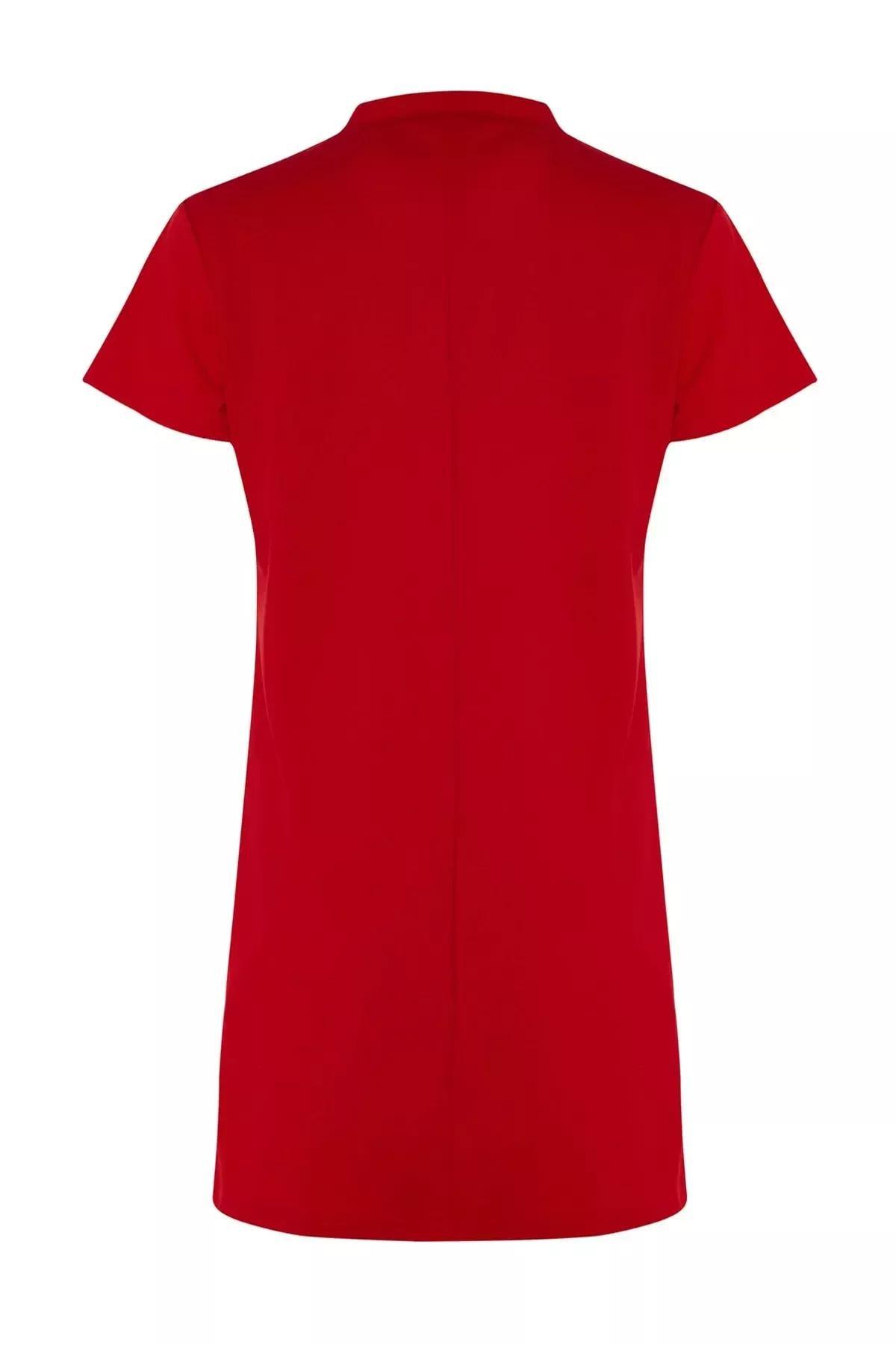 Red Relaxed Shift Dress, Red, large image number 6