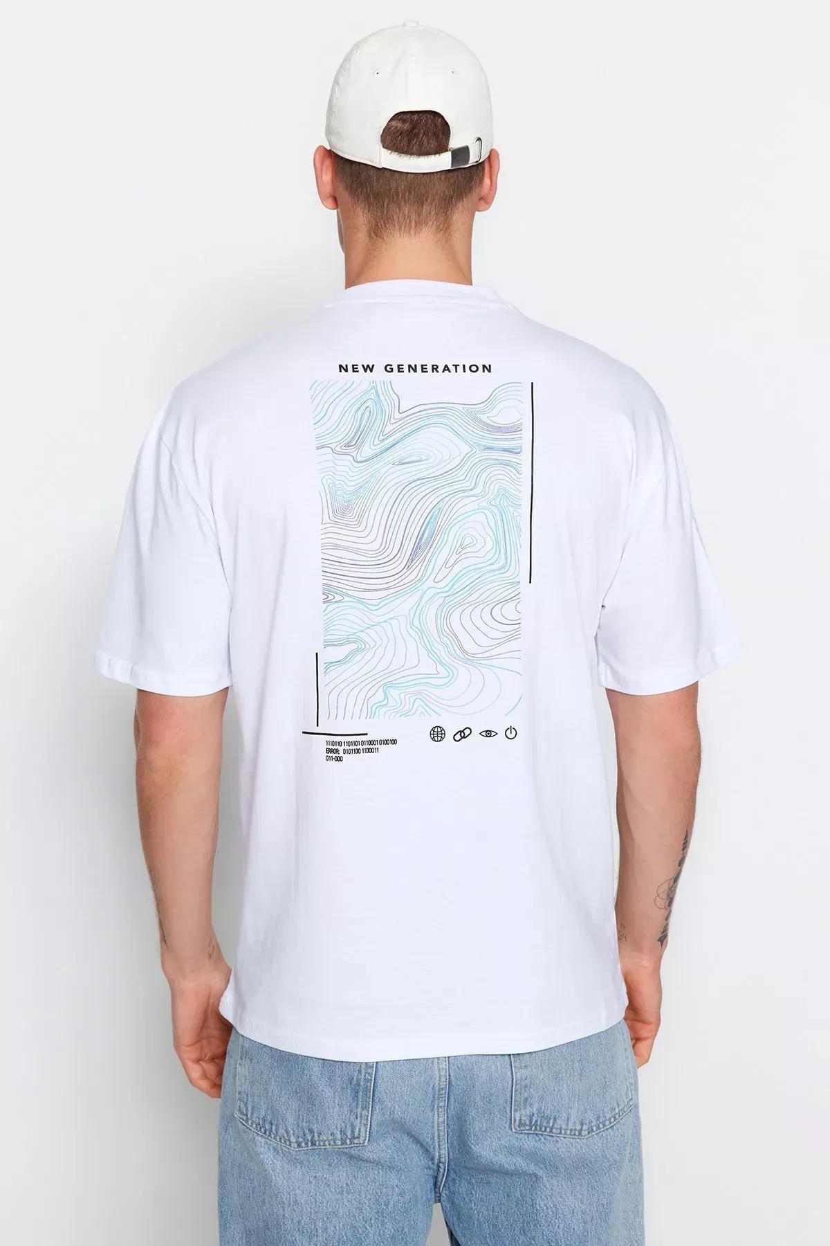 White Printed Relaxed T-Shirt, , medium