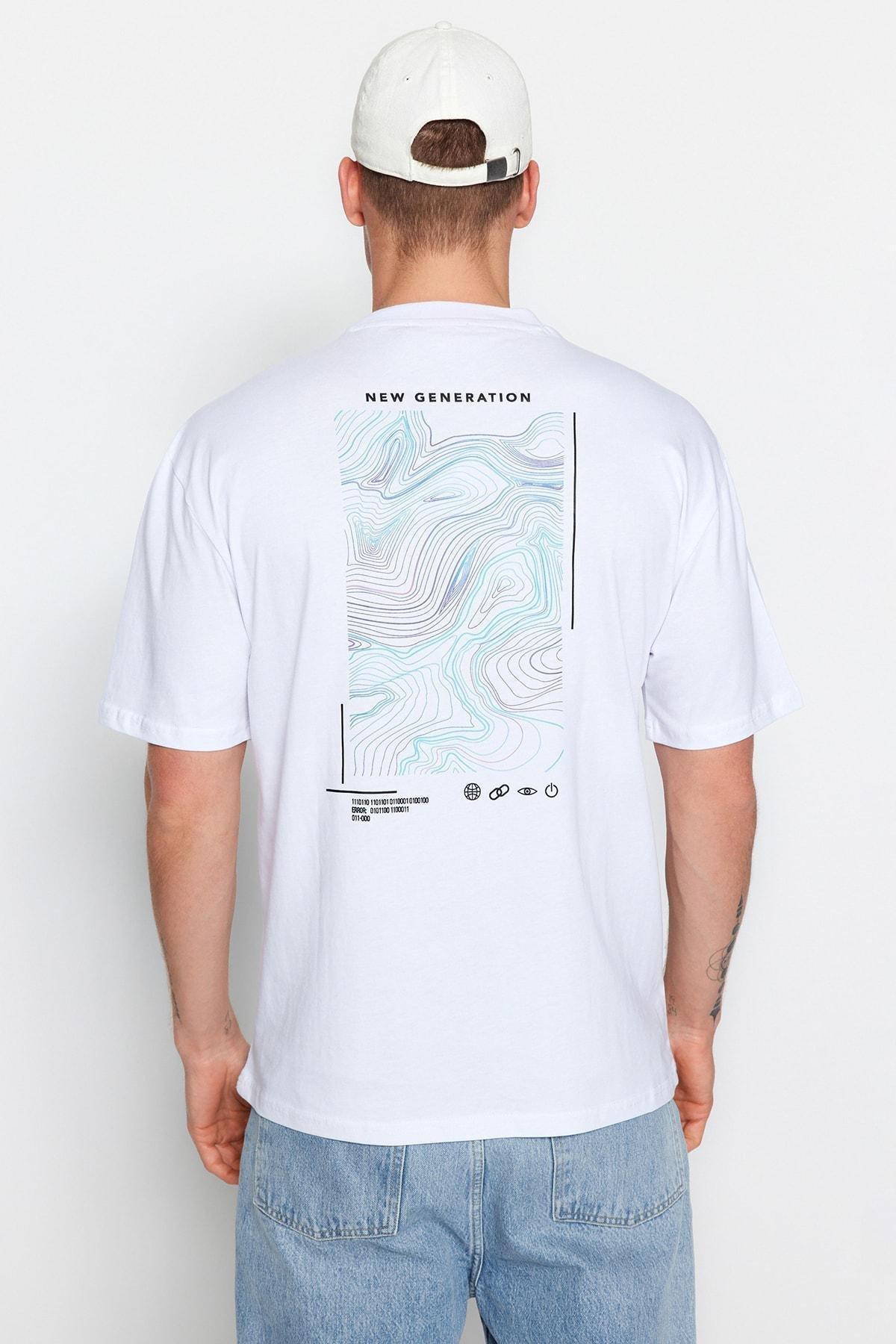 White Printed Relaxed T-Shirt, , large image number 0