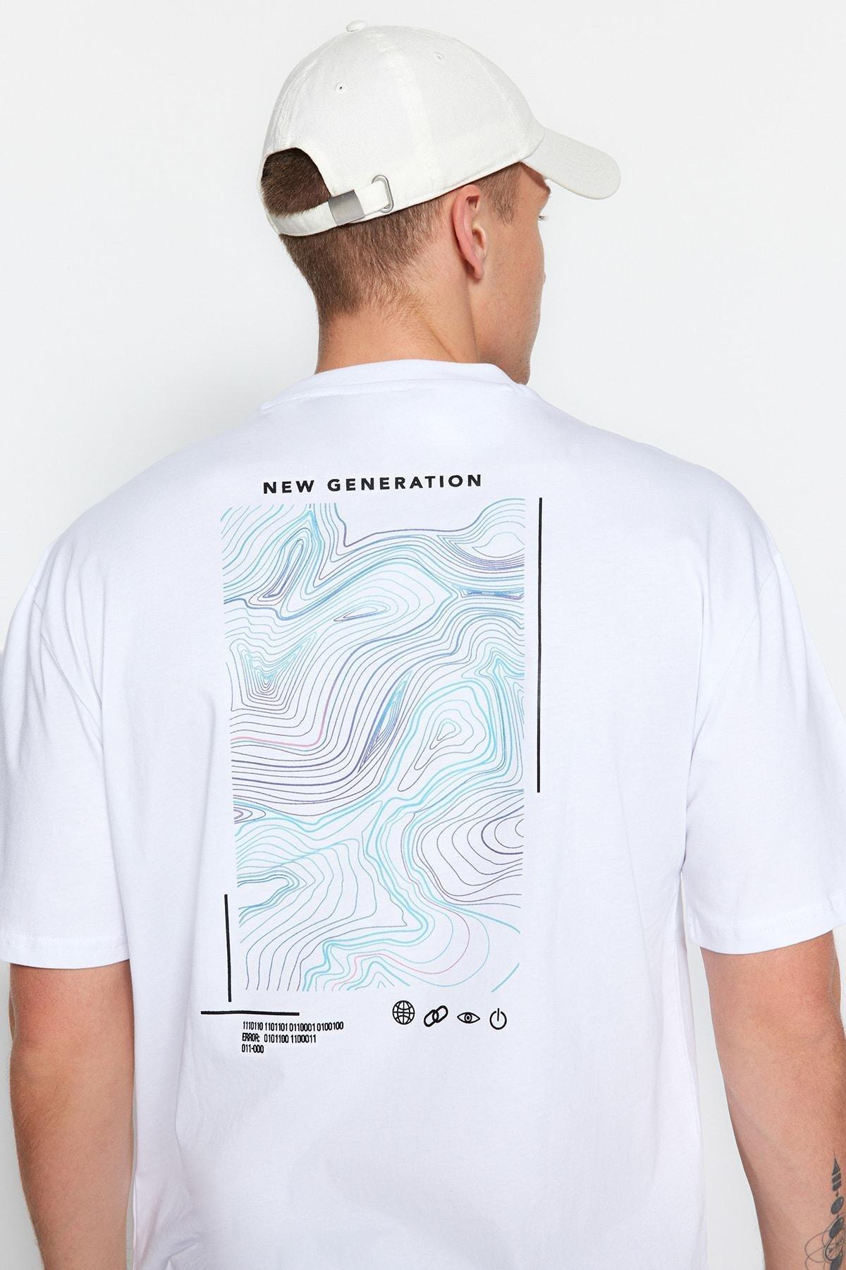 White Printed Relaxed T-Shirt, , large image number 5