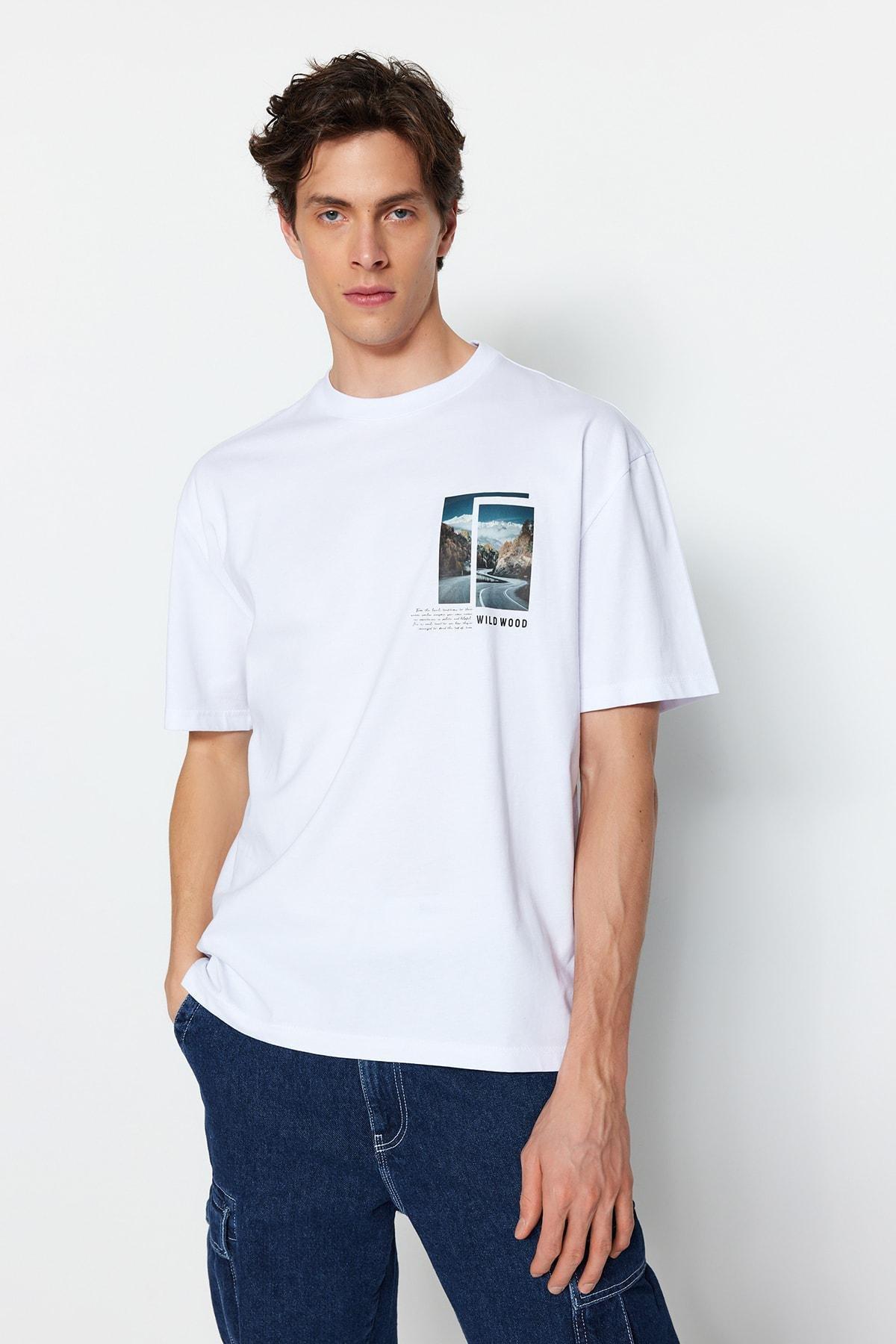 White Relaxed Crew Neck T-Shirt, , large image number 2