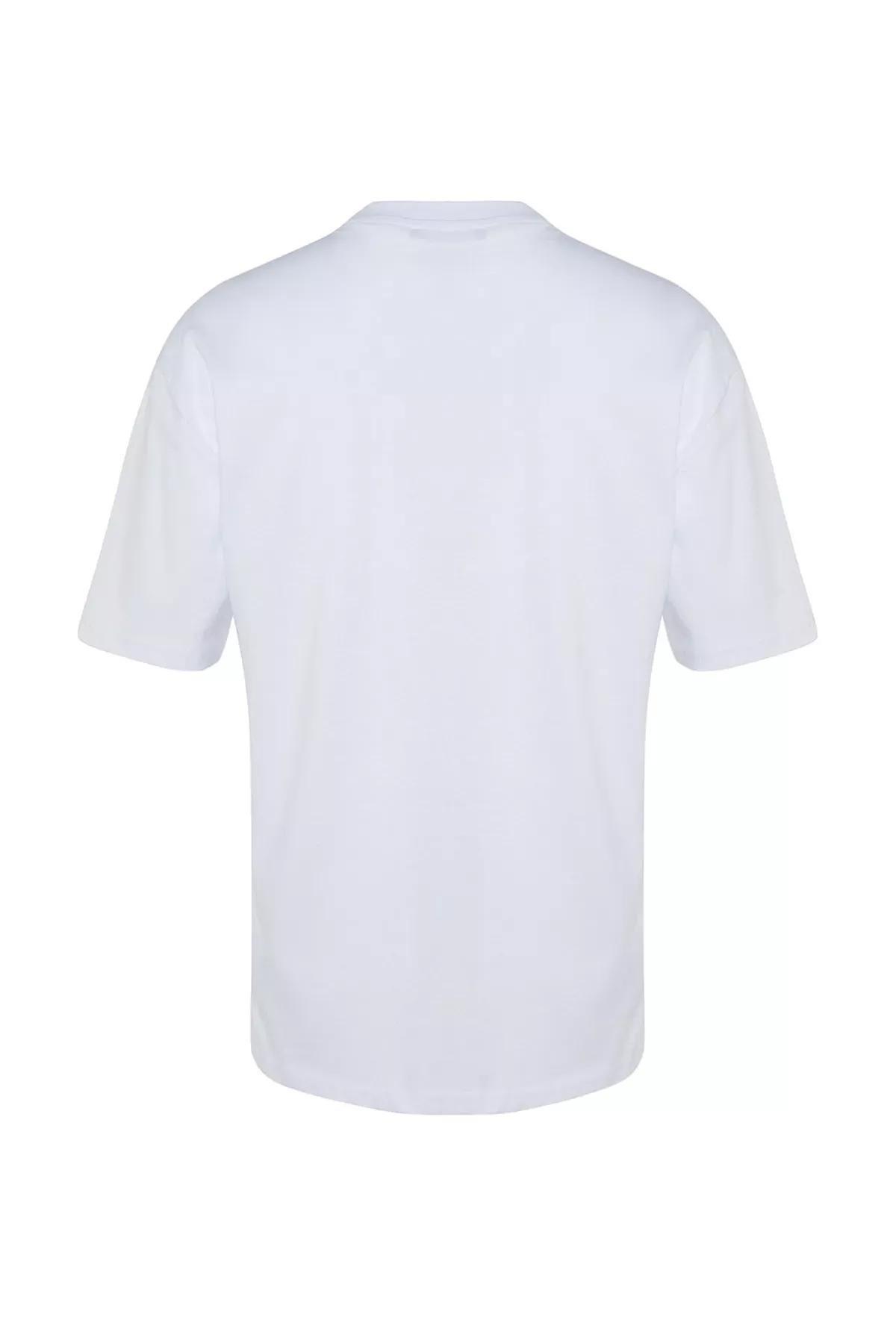تيشيرت بقصة مريحة وفتحة رقبة مستديرة، أبيض, White, large image number 4