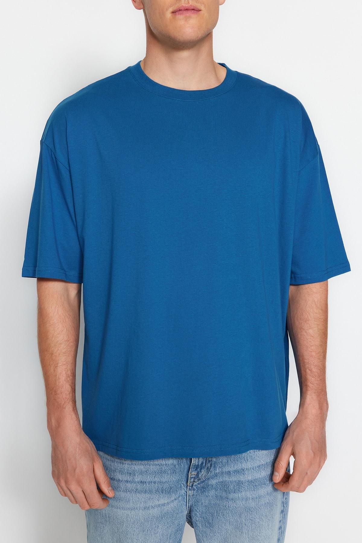 Trendyol - Navy Printed Oversize T-Shirt