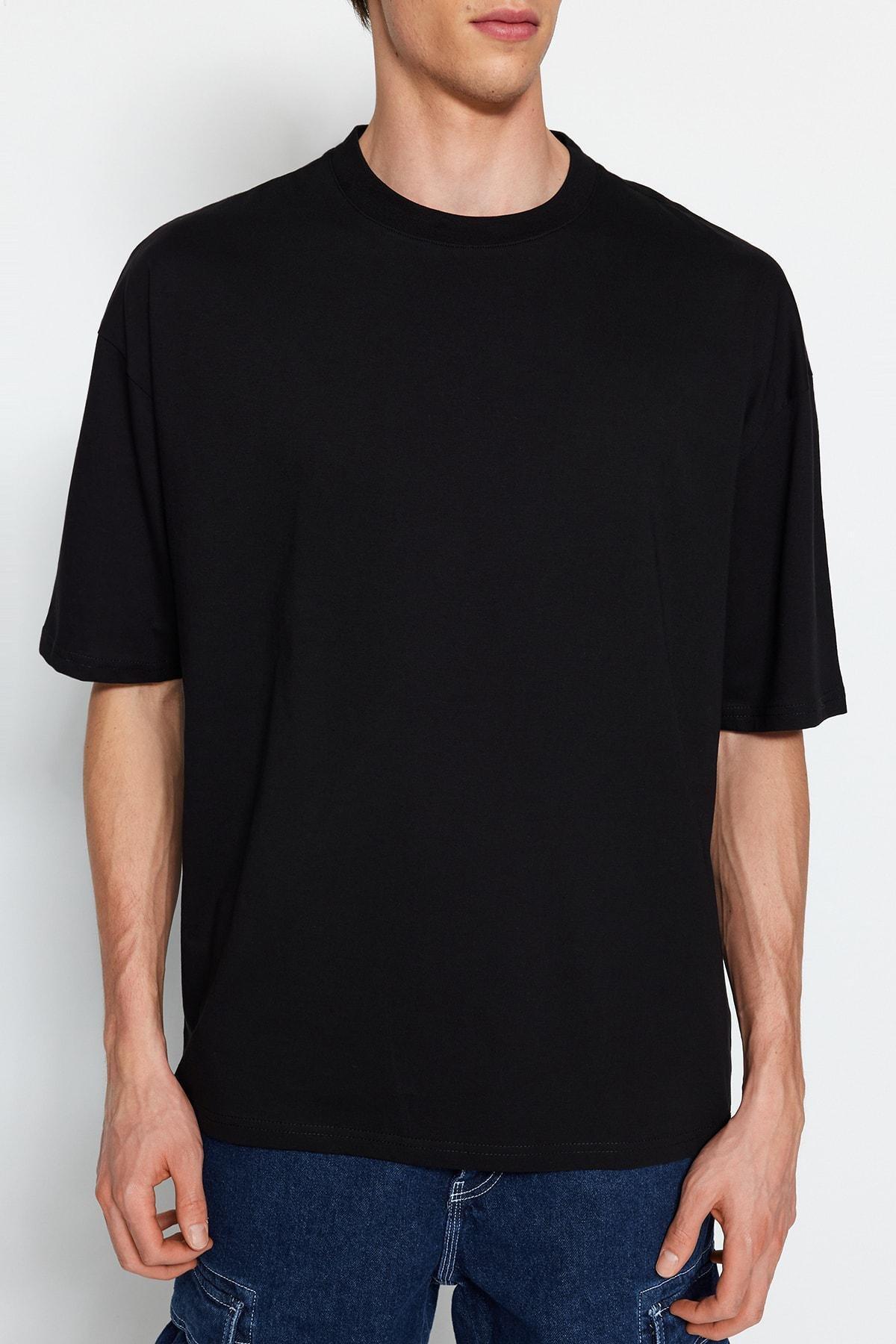 Black Printed Oversize T-Shirt, , large image number 0