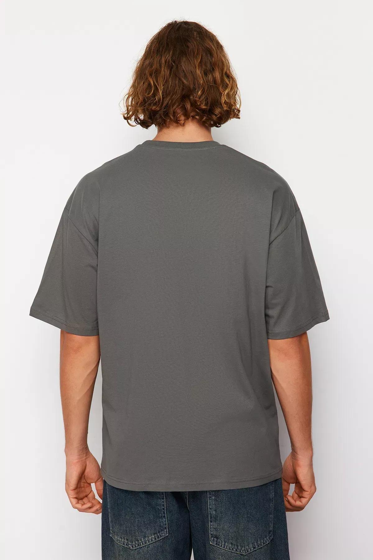 Grey Landscape Embroidered T-Shirt, , large image number 2